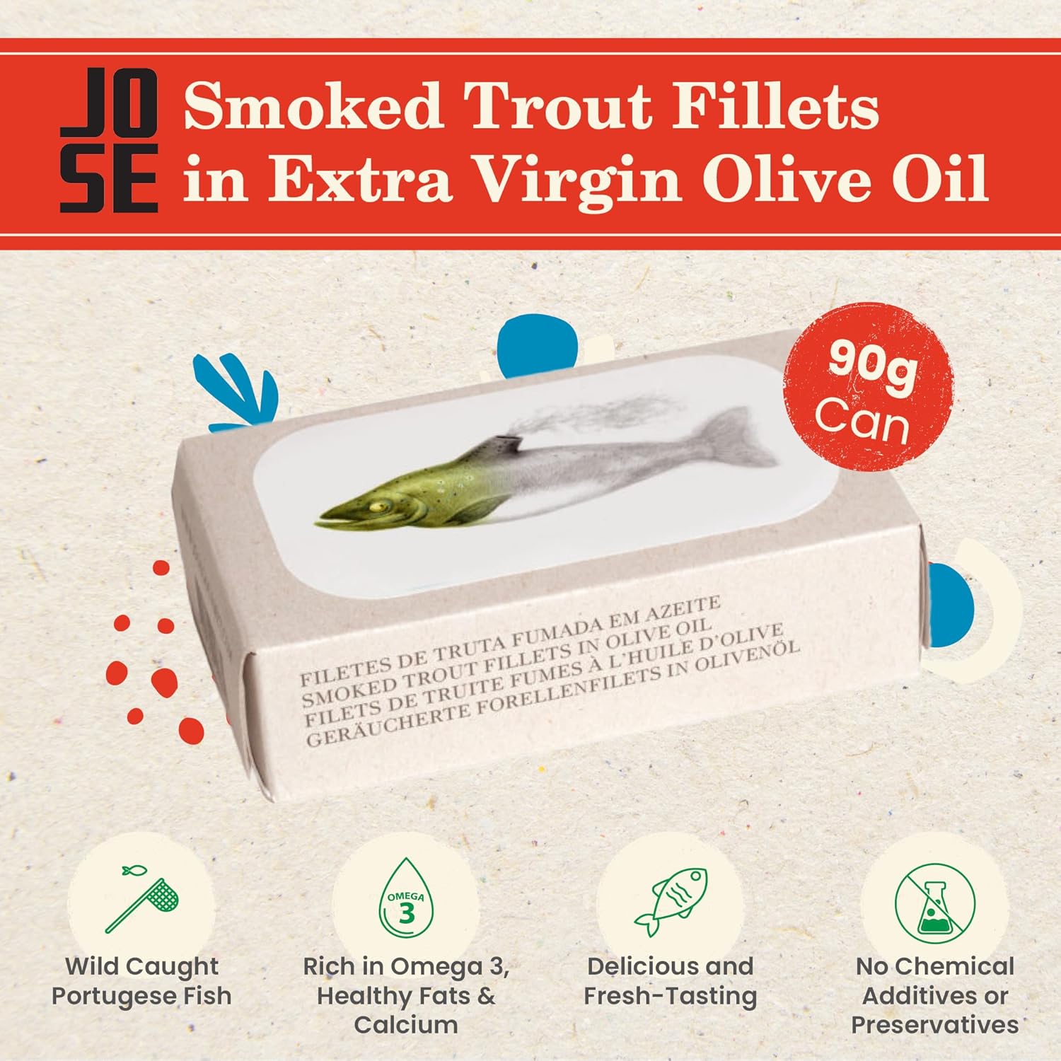 Smoked Trout Fillets in Olive Oil, 90 g.