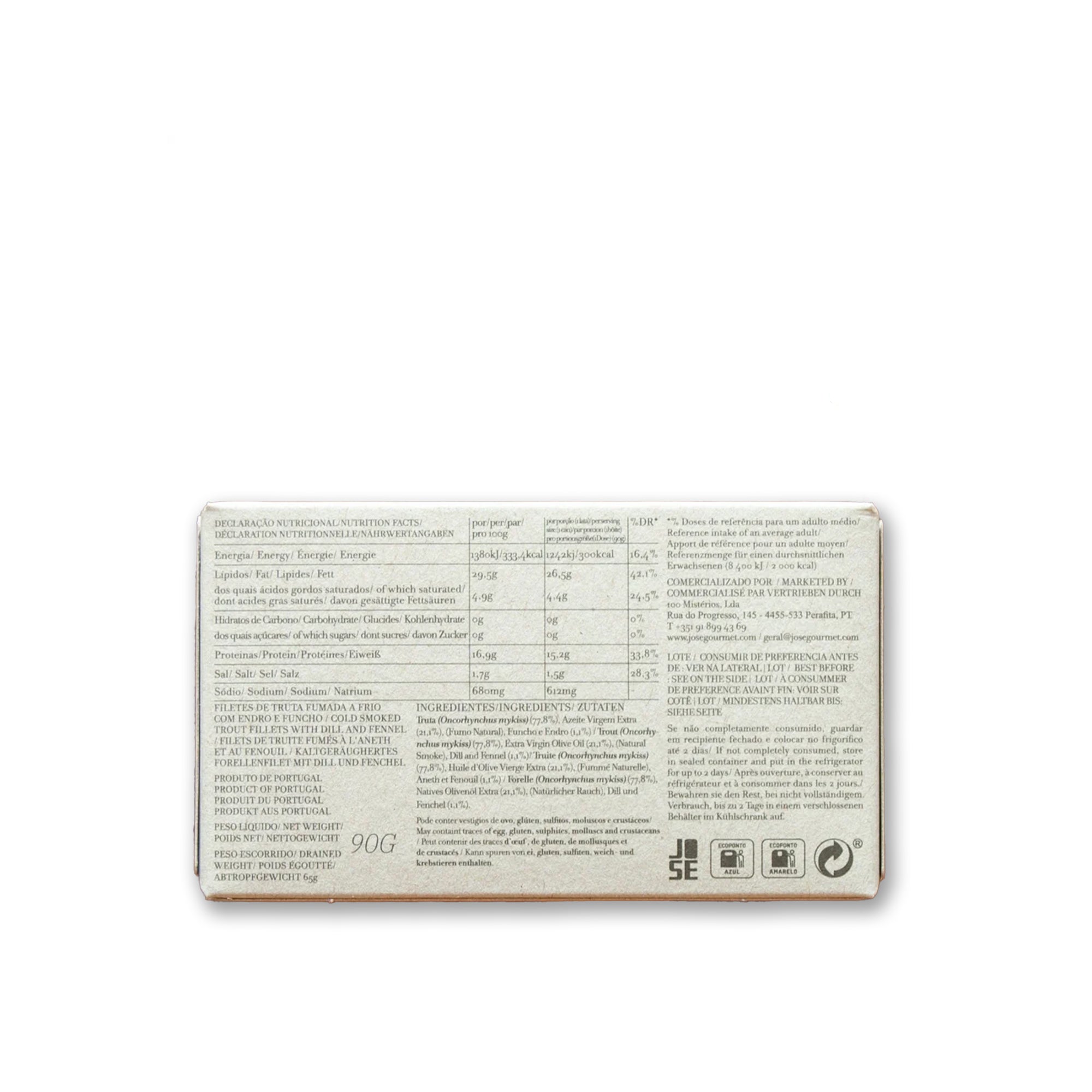 Cold-Smoked Trout Fillets in Dill and Fennel, 90 g.