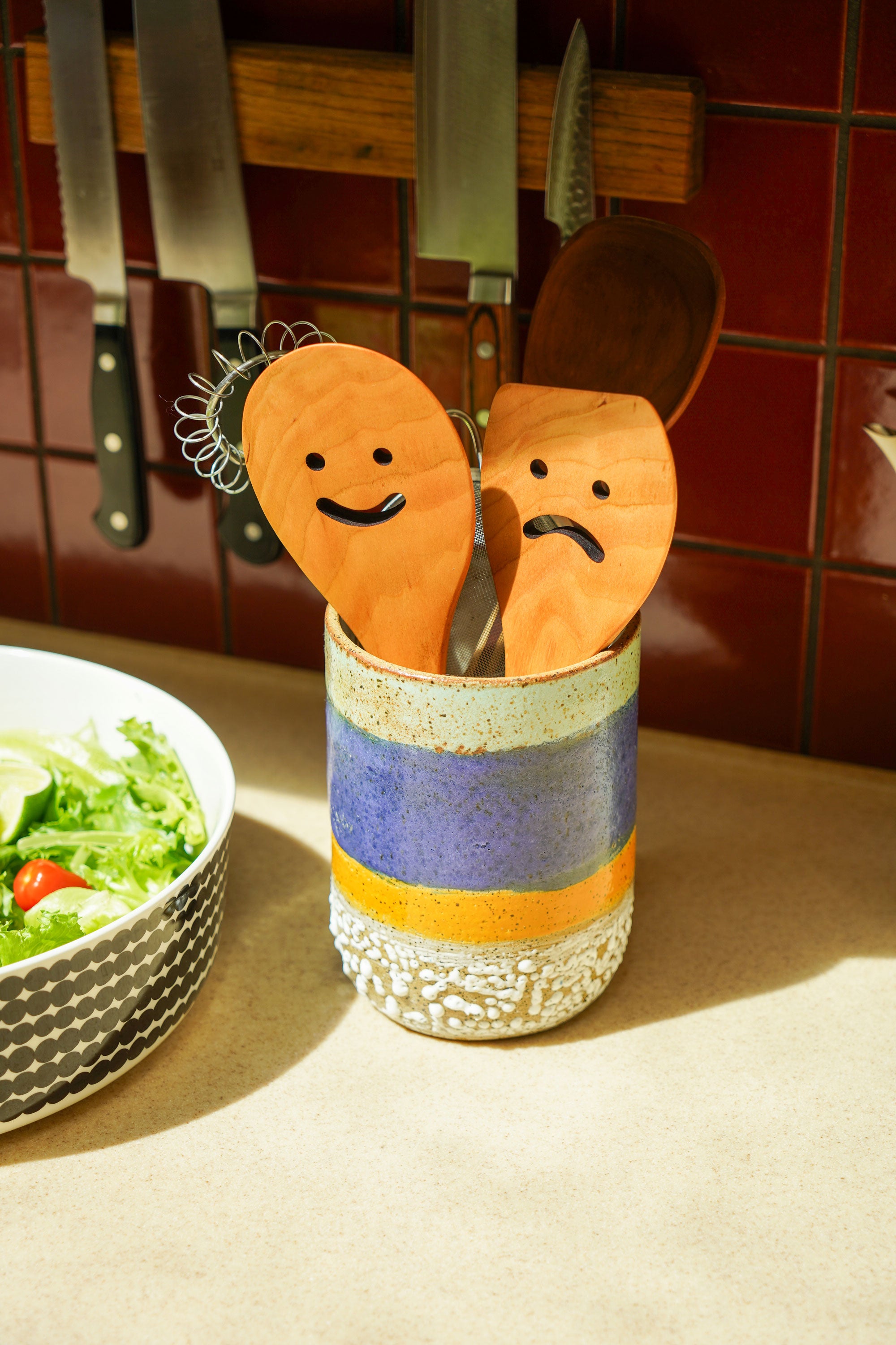 Smiley Salad Serving Set – Handmade