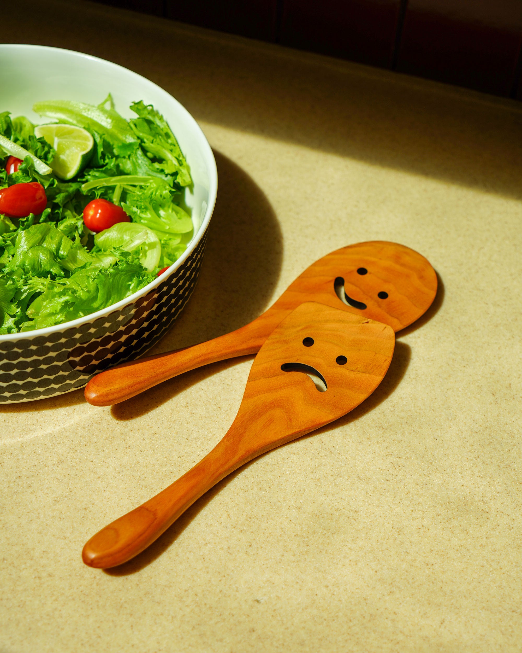 Smiley Salad Serving Set – Handmade