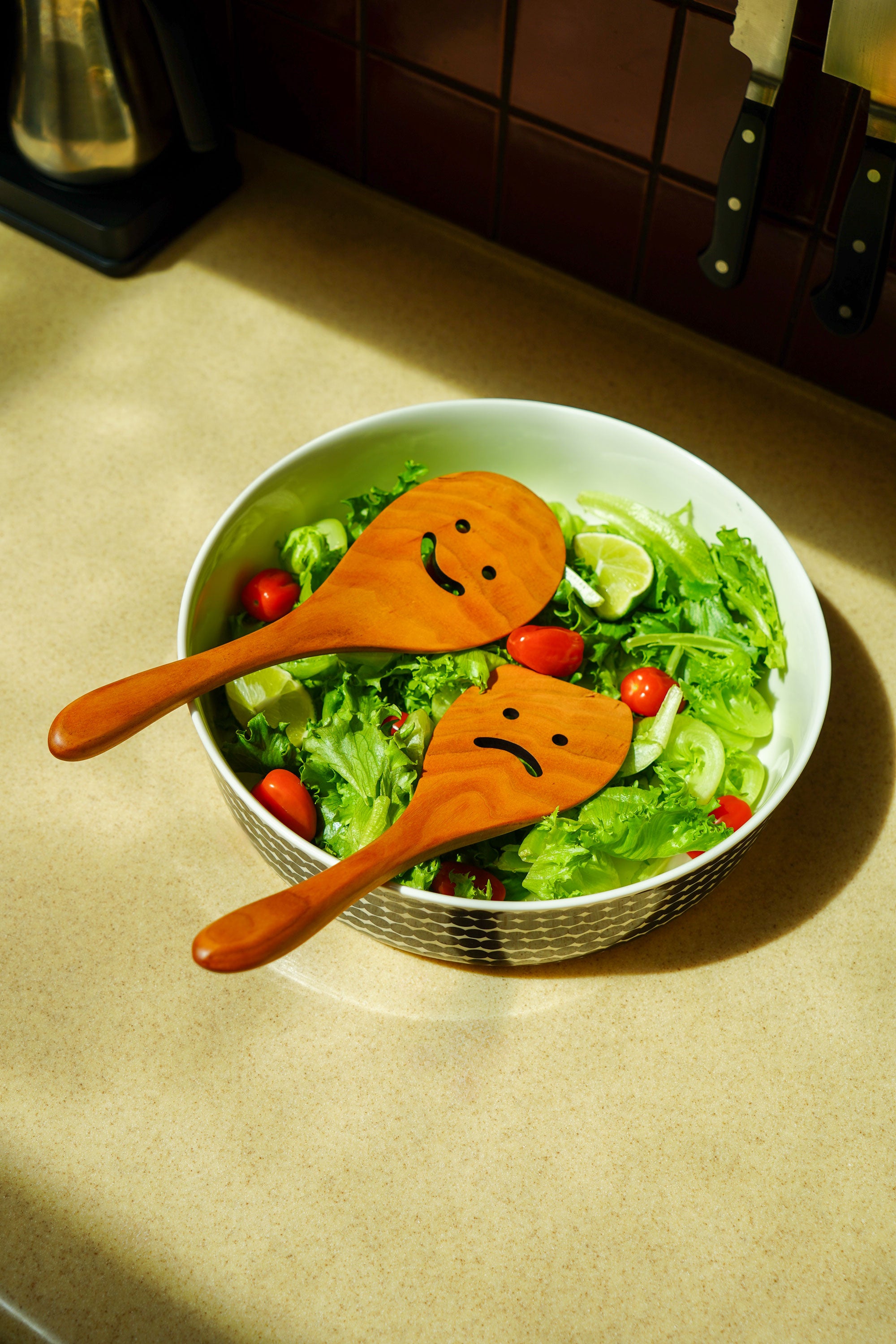 Smiley Salad Serving Set – Handmade