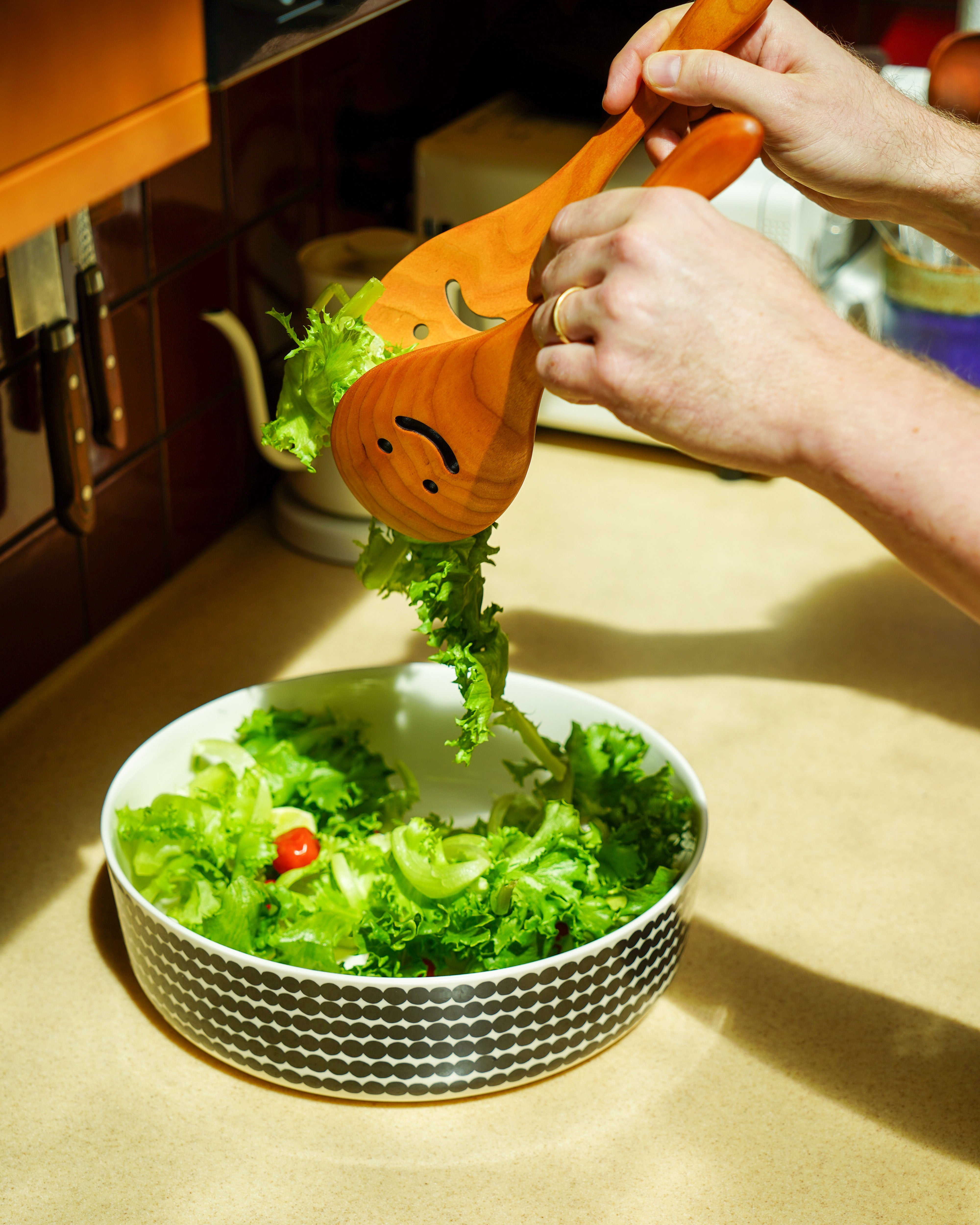 Smiley Salad Serving Set – Handmade