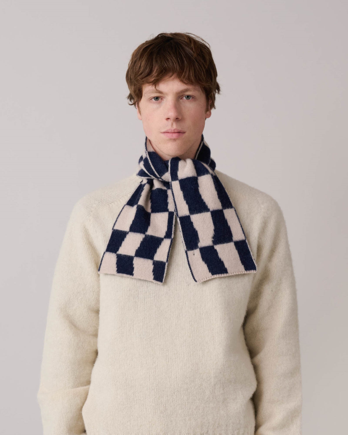 Mini Checkerboard Scarf, Oatmilk