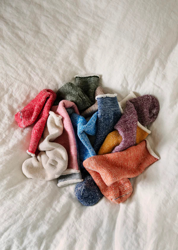 Double Face Merino Wool + Organic Cotton Crew Socks