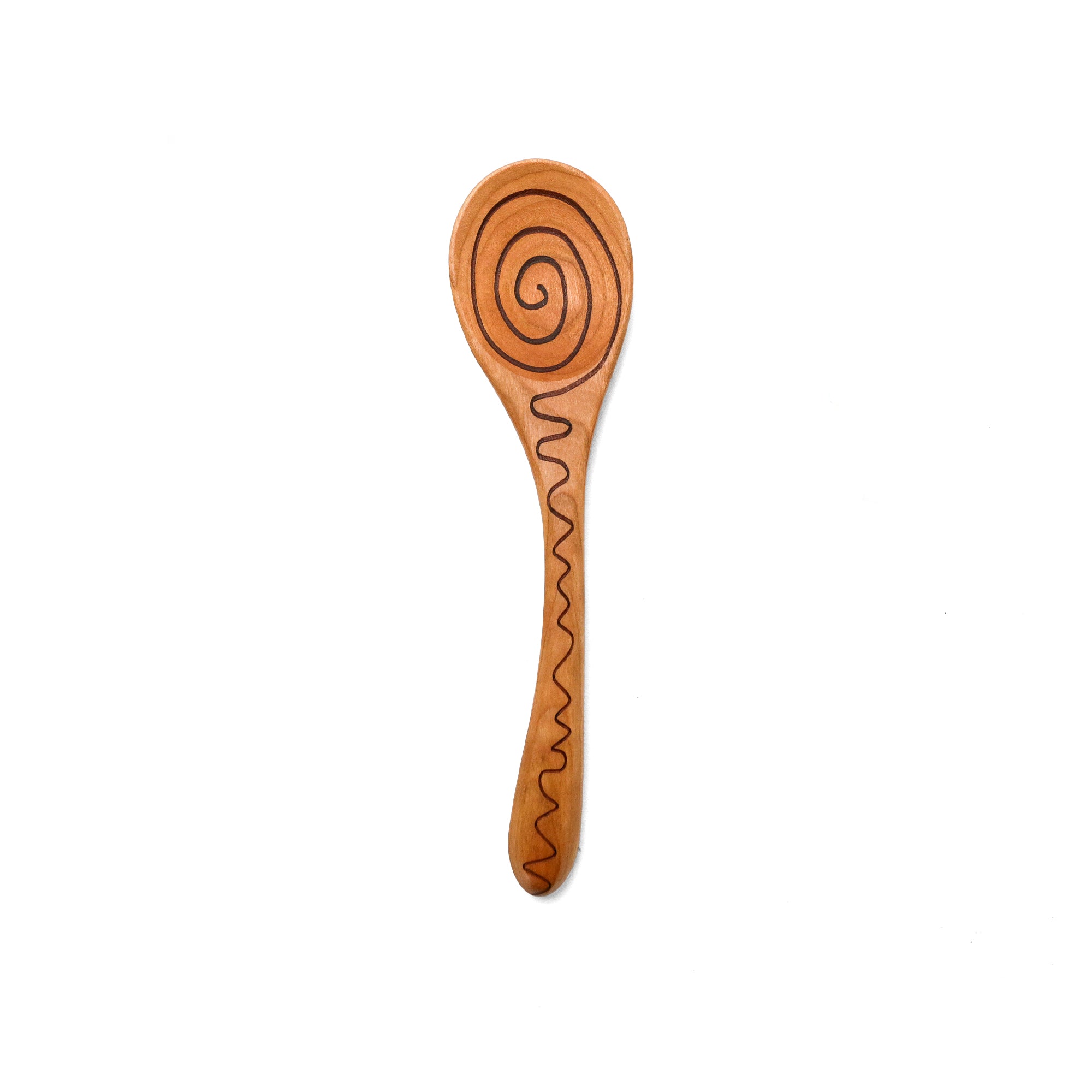Cherry Wood Small Spiral Serving Spoon