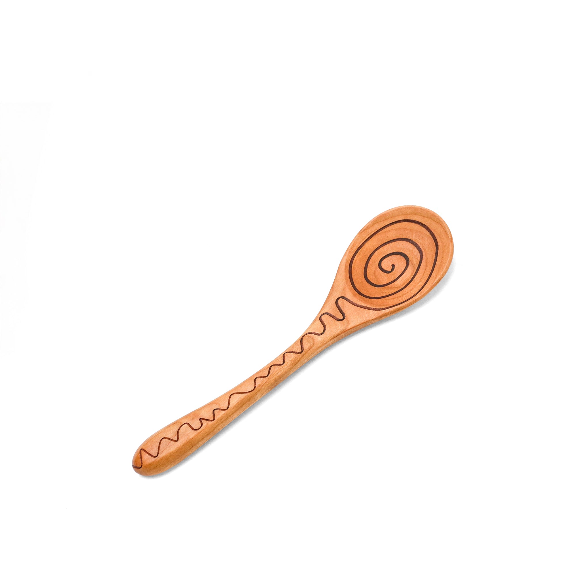 Cherry Wood Small Spiral Serving Spoon