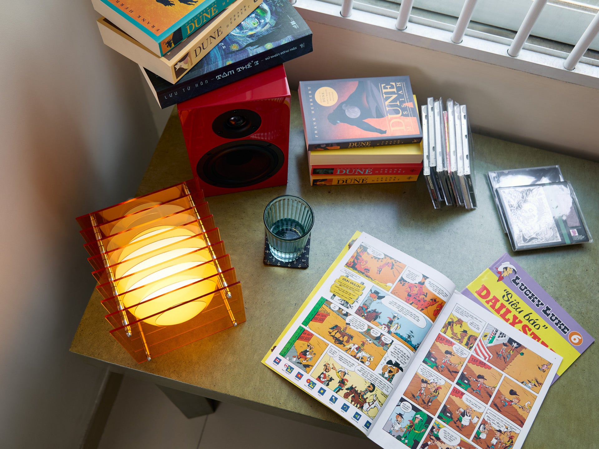 Lop Small Square Lamp, Orange Acrylic
