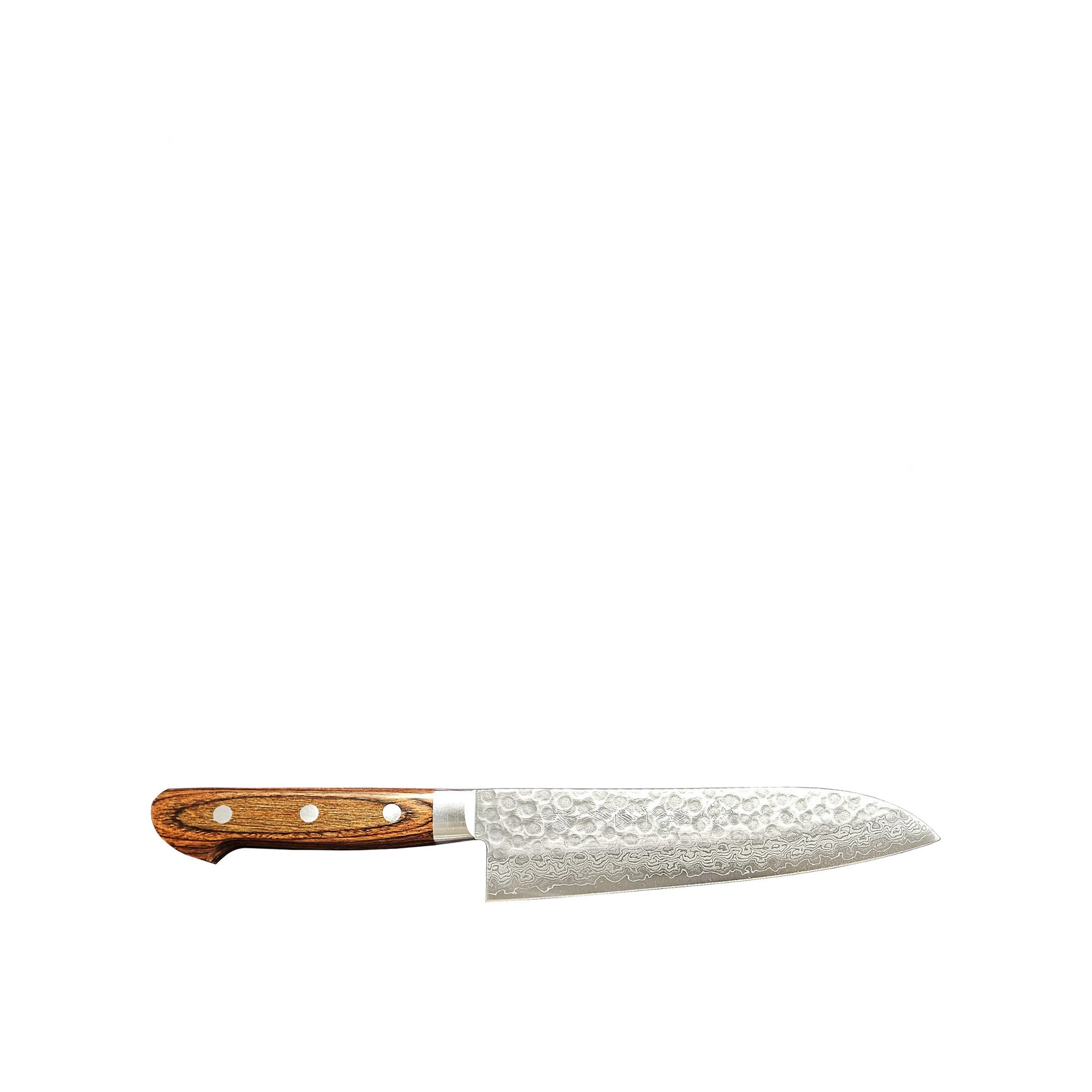 Warikomi Damascus Tsuchime - Santoku Knife, 7 in