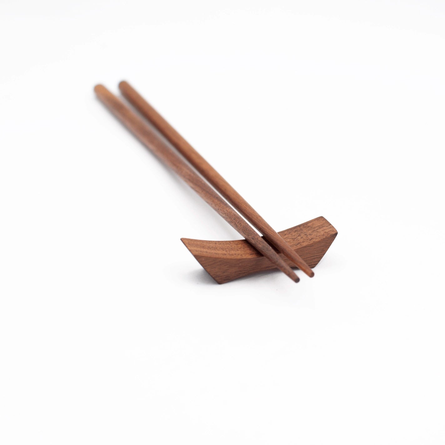 Walnut Chopsticks and Rest Set, 9 in