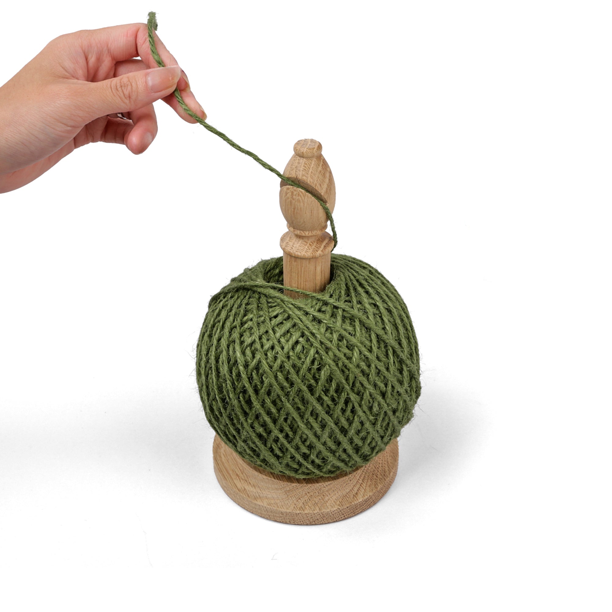 Bishop Oak Twine Stand with Green Jute