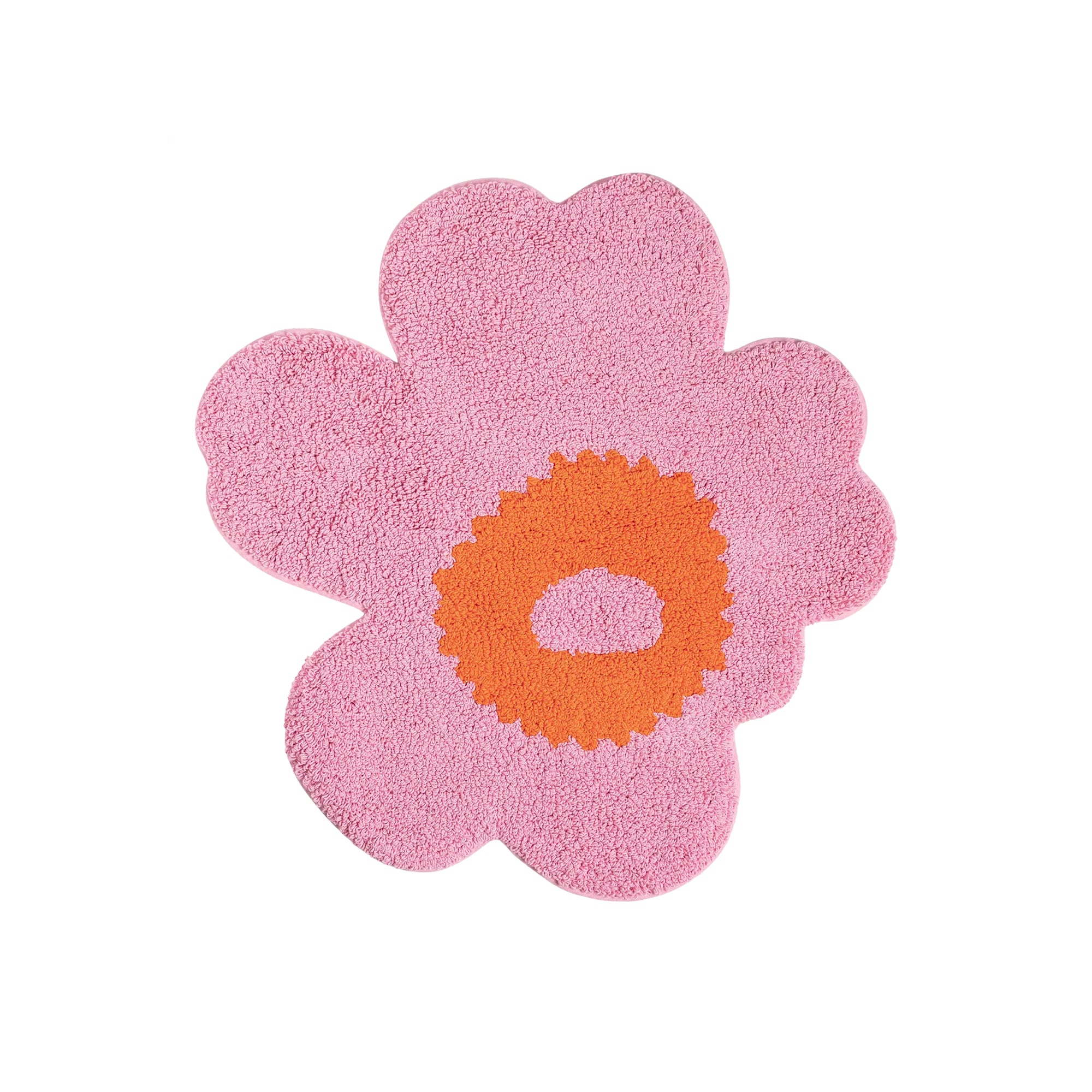 Unikko Bath Mat, Orange + Pink