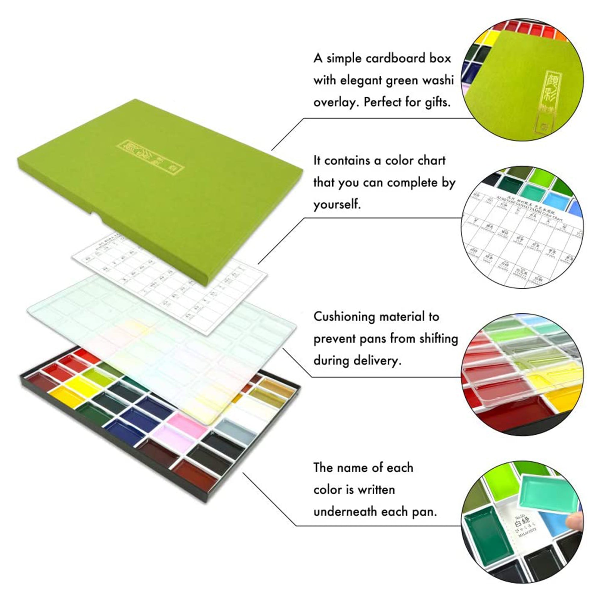 Gansai Tambi Watercolor Paint Set, 48 Colors