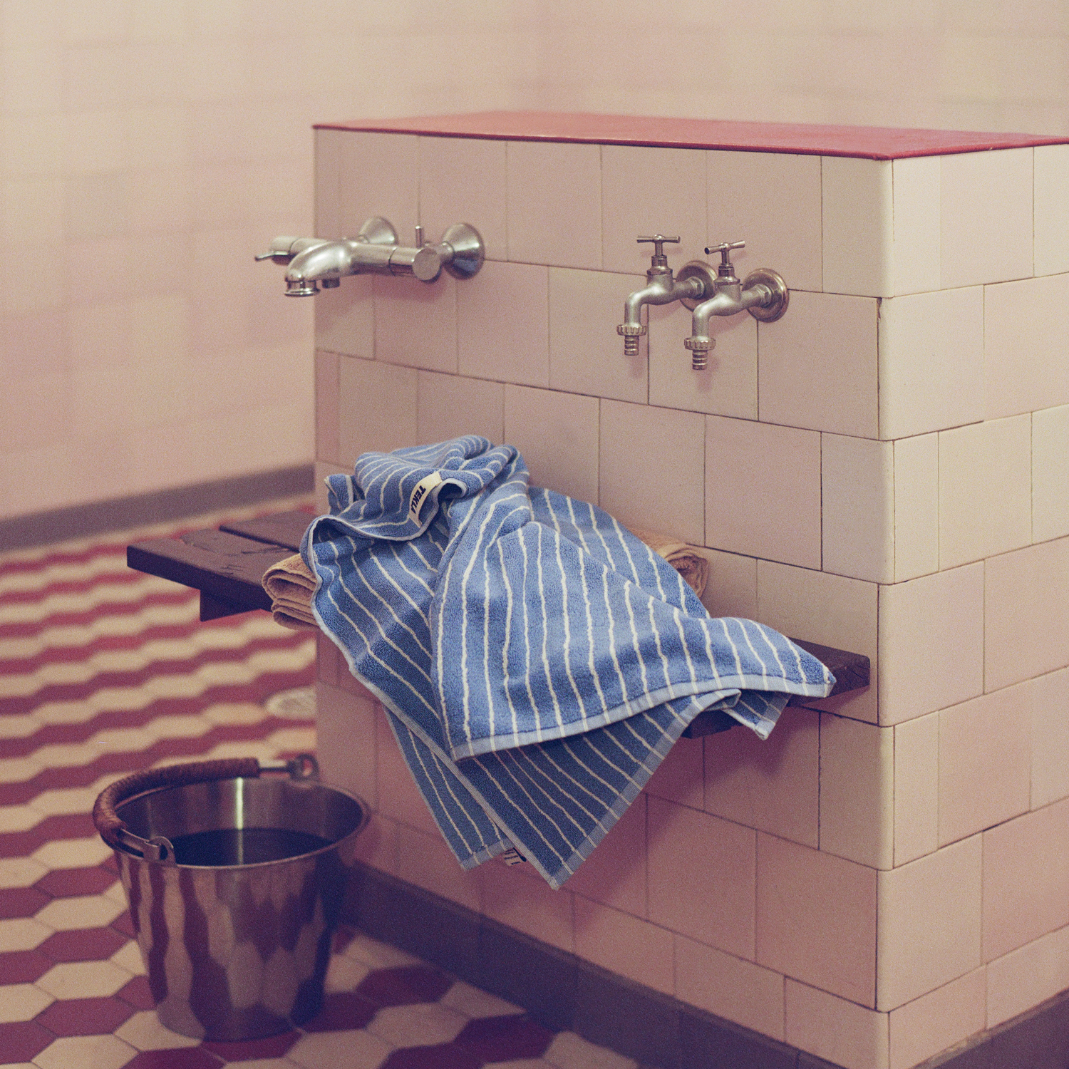 Clear Blue Striped Terry Towel