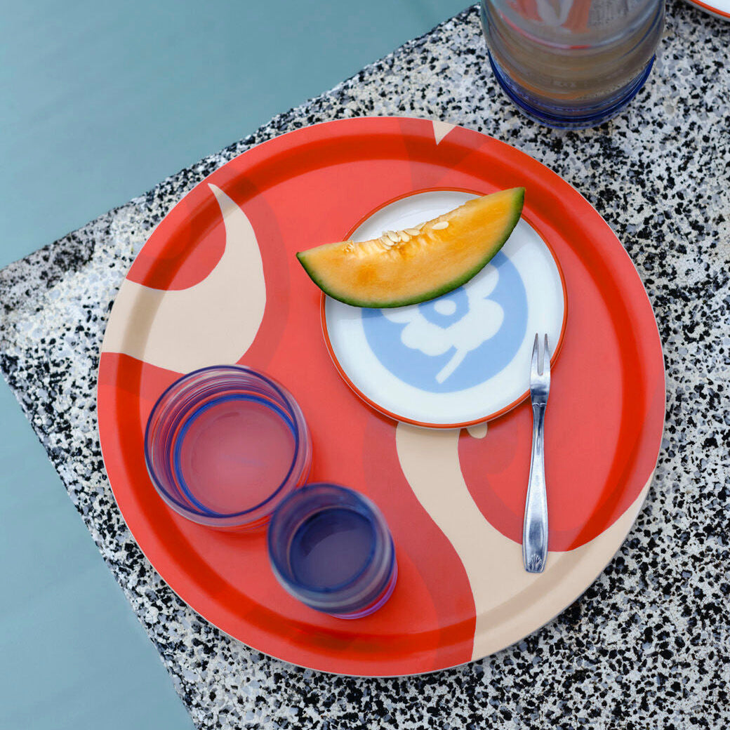 Oiva / Unikko Plate, Light Blue + Orange, 8 in
