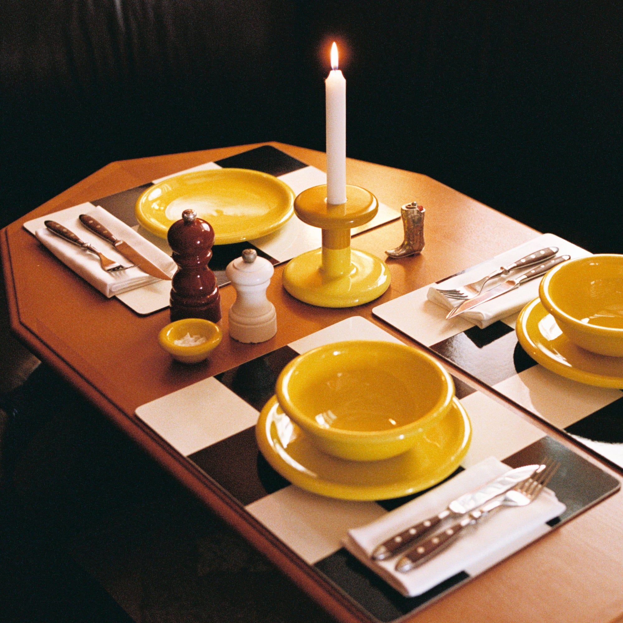 Check Placemat, Cream + Black, Set of 2