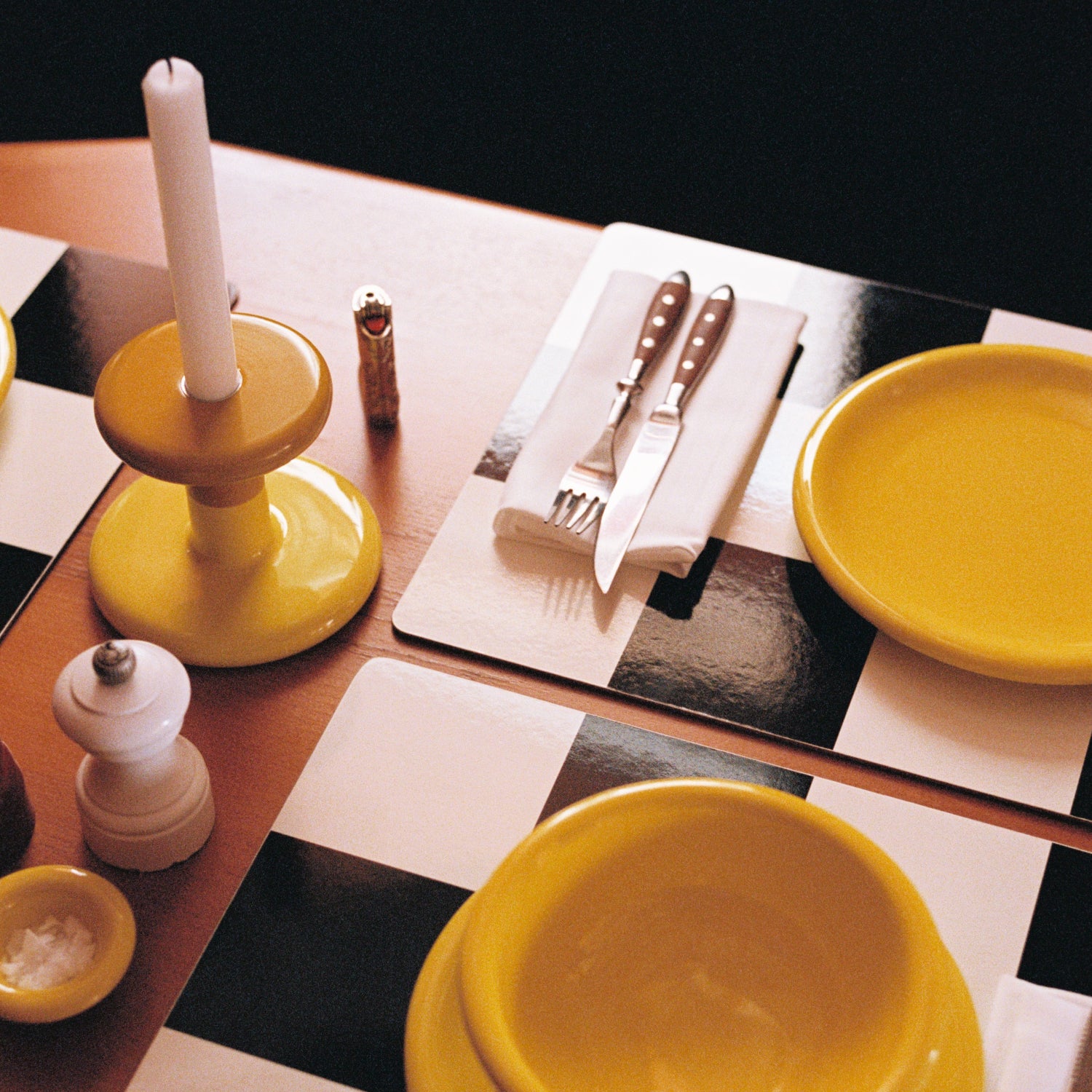 Check Placemat, Cream + Black, Set of 2
