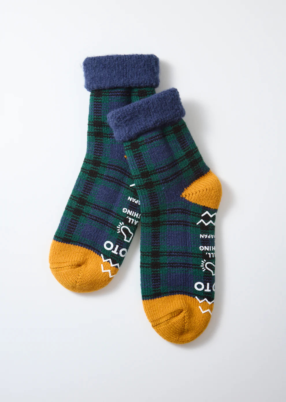 Comfy Check Room Socks, Navy/Green