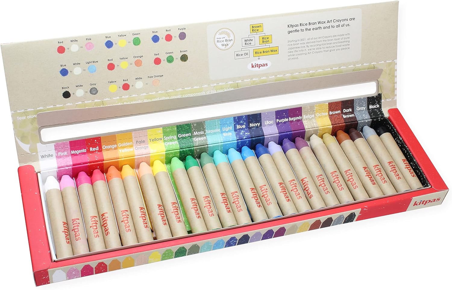Rice Bran Wax Crayons, 24 Colors