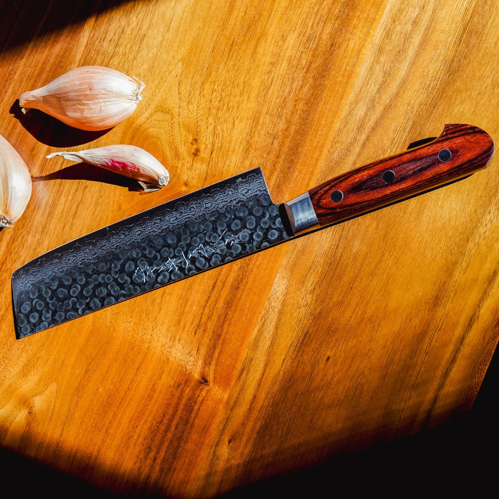 Warikomi Damascus Tsuchime -  Nakiri Knife, 6.5 in