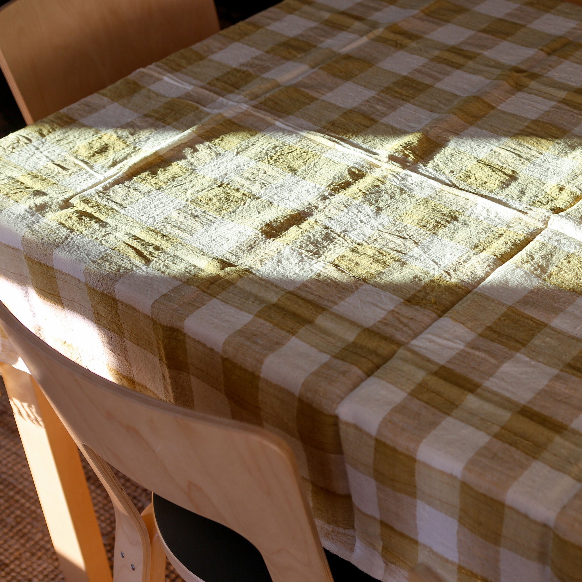 Naturally Dyed Tablecloths, Gold Gingham