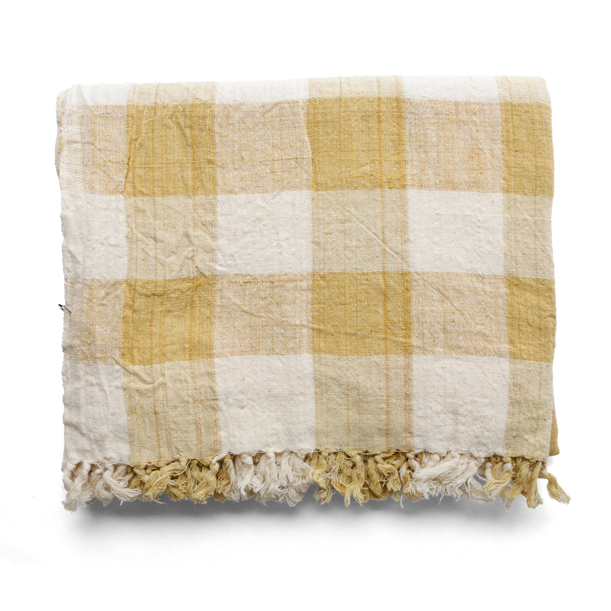 Naturally Dyed Tablecloths, Gold Gingham