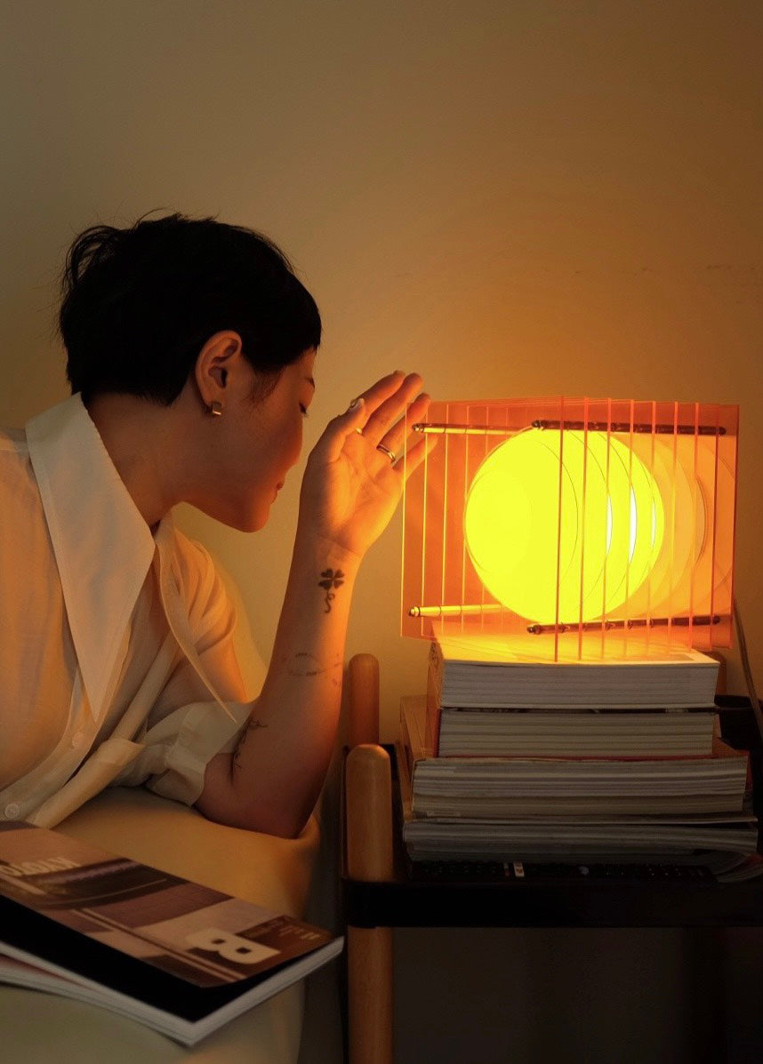 Lop Small Square Lamp, Orange Acrylic