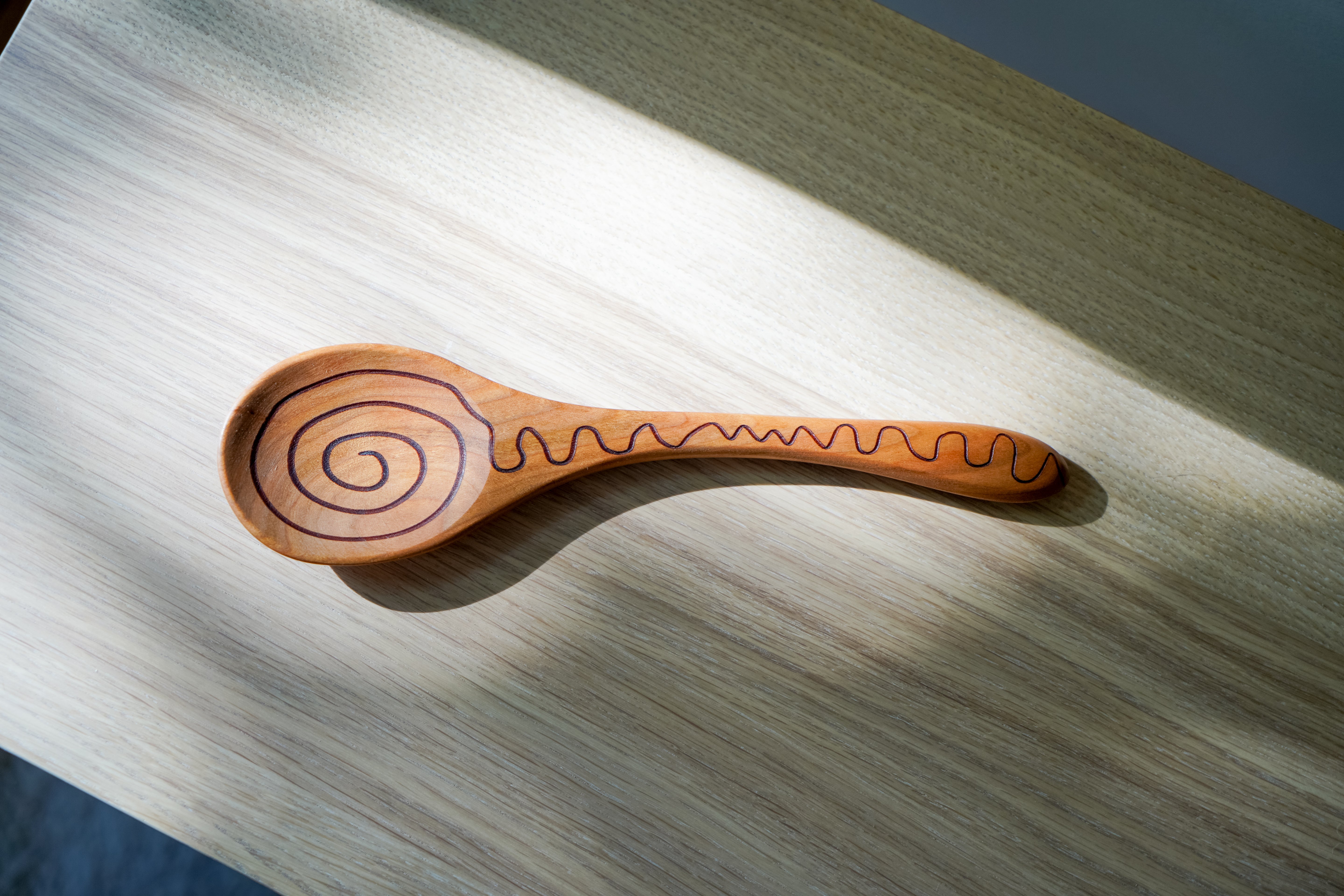 Cherry Wood Small Spiral Serving Spoon
