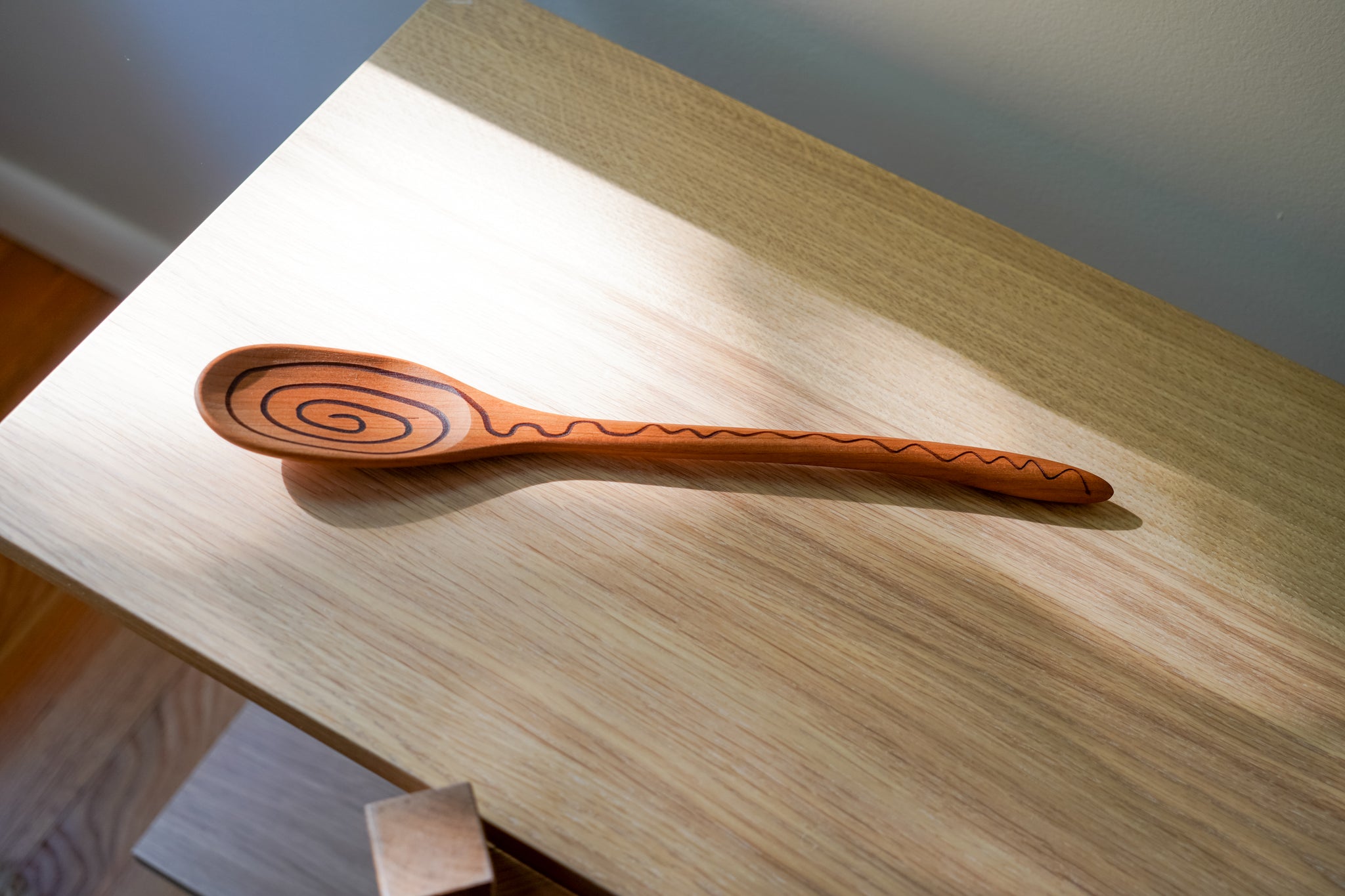 Cherry Wood Spiral Slim Spoon