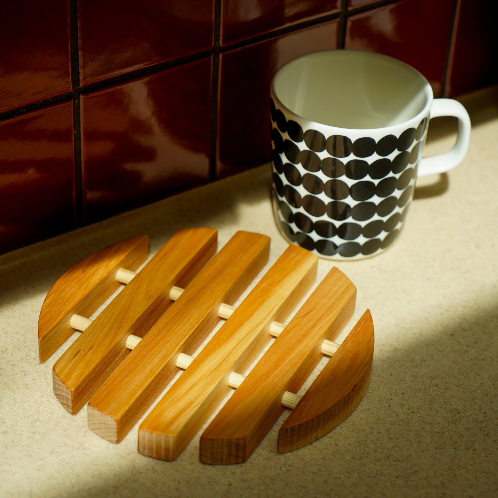 Round Alder Wood Swedish Trivet