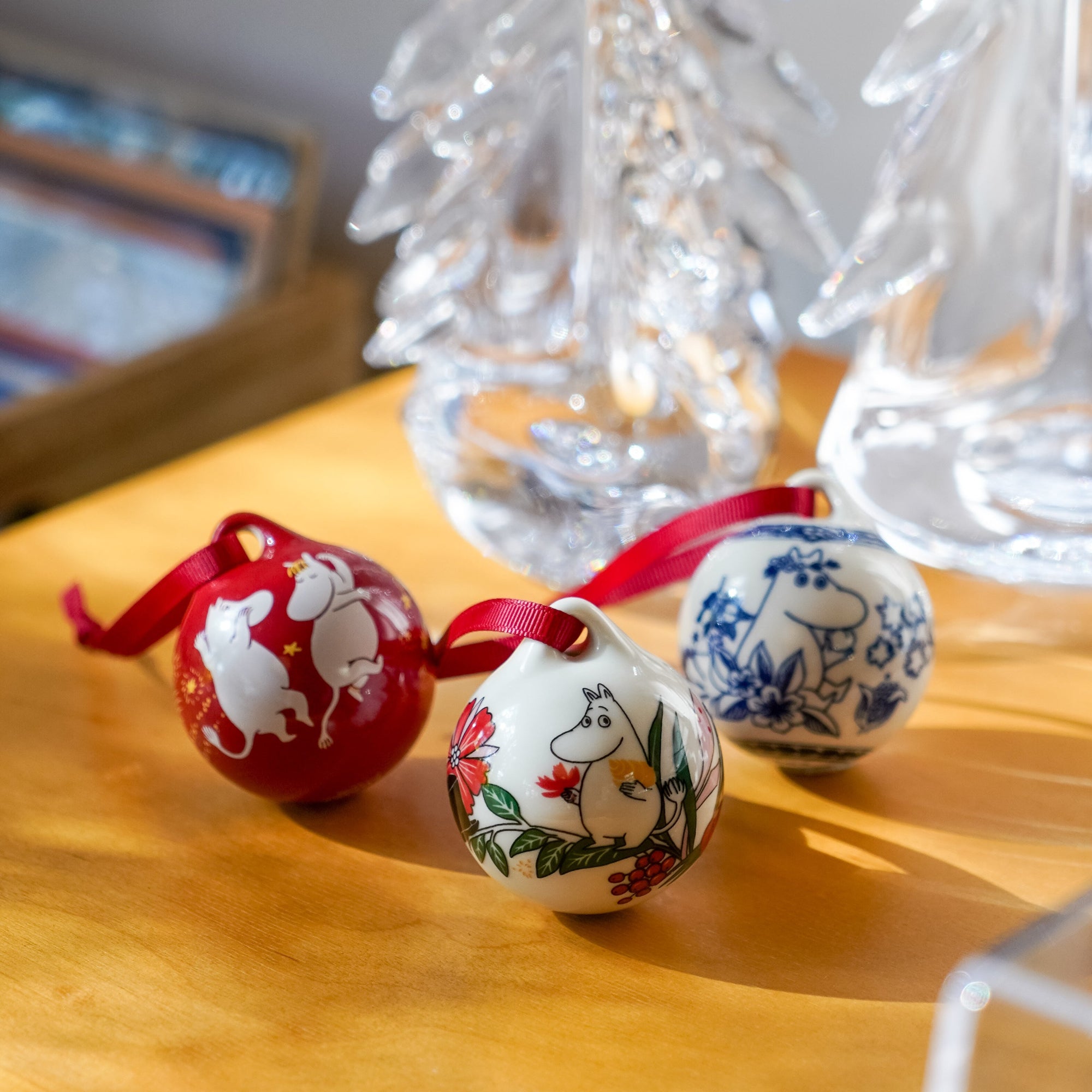 Moomin Annual Mini Holiday Ornament Baubles, 3pc Set