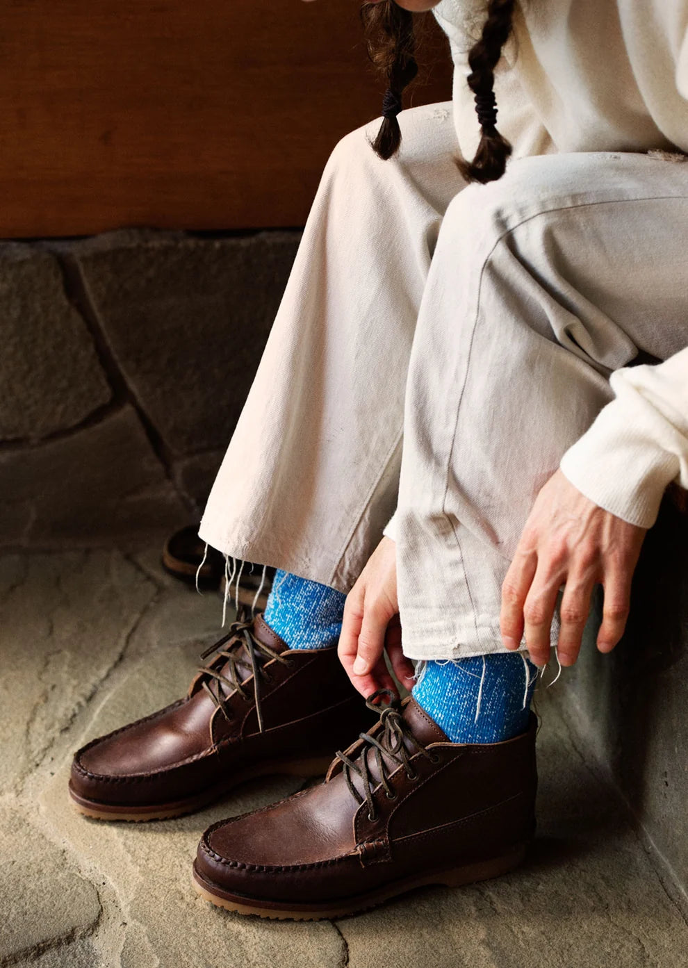 Double Face Merino Wool + Organic Cotton Crew Socks