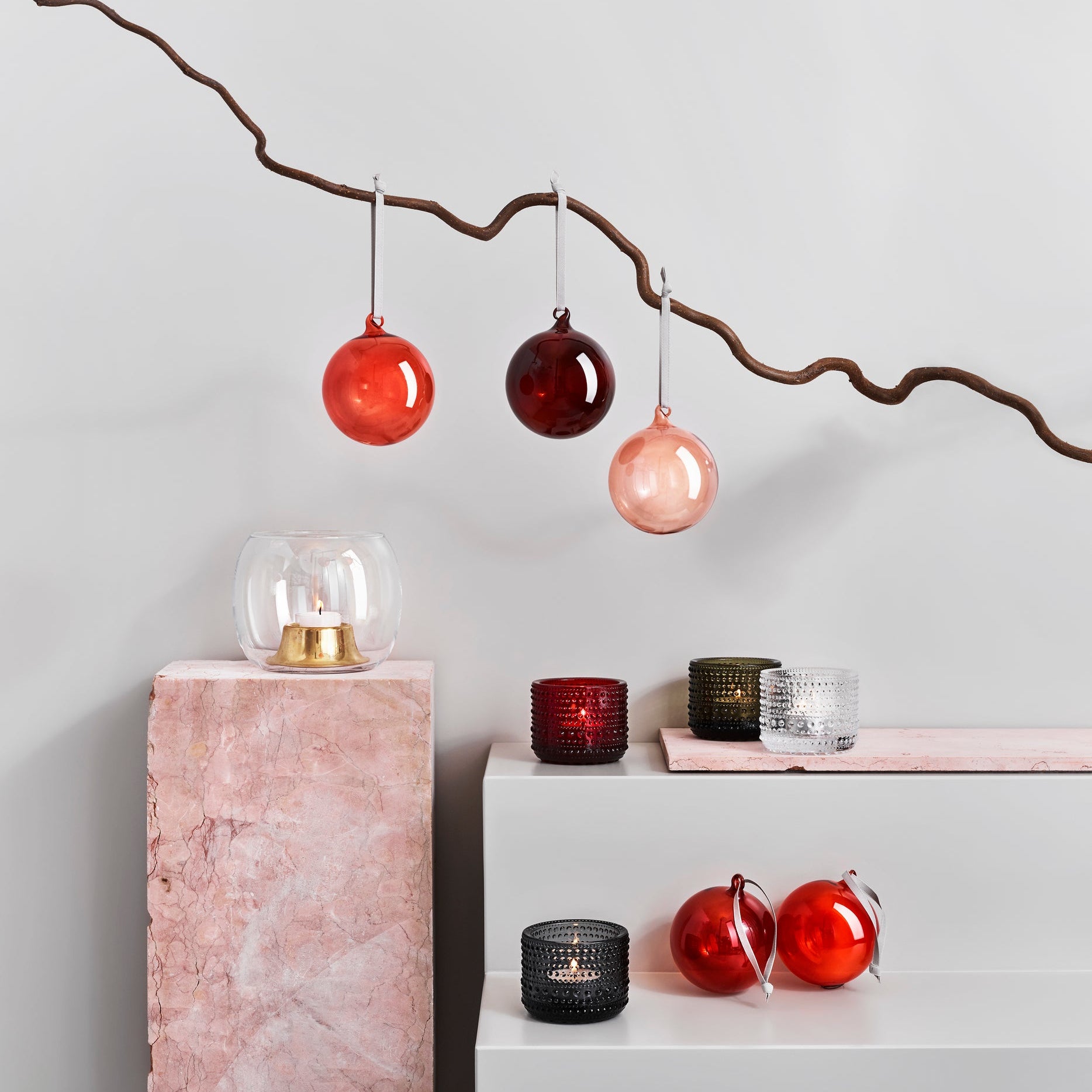 Iittala Glass Ball 80mm/3" Red Set/5