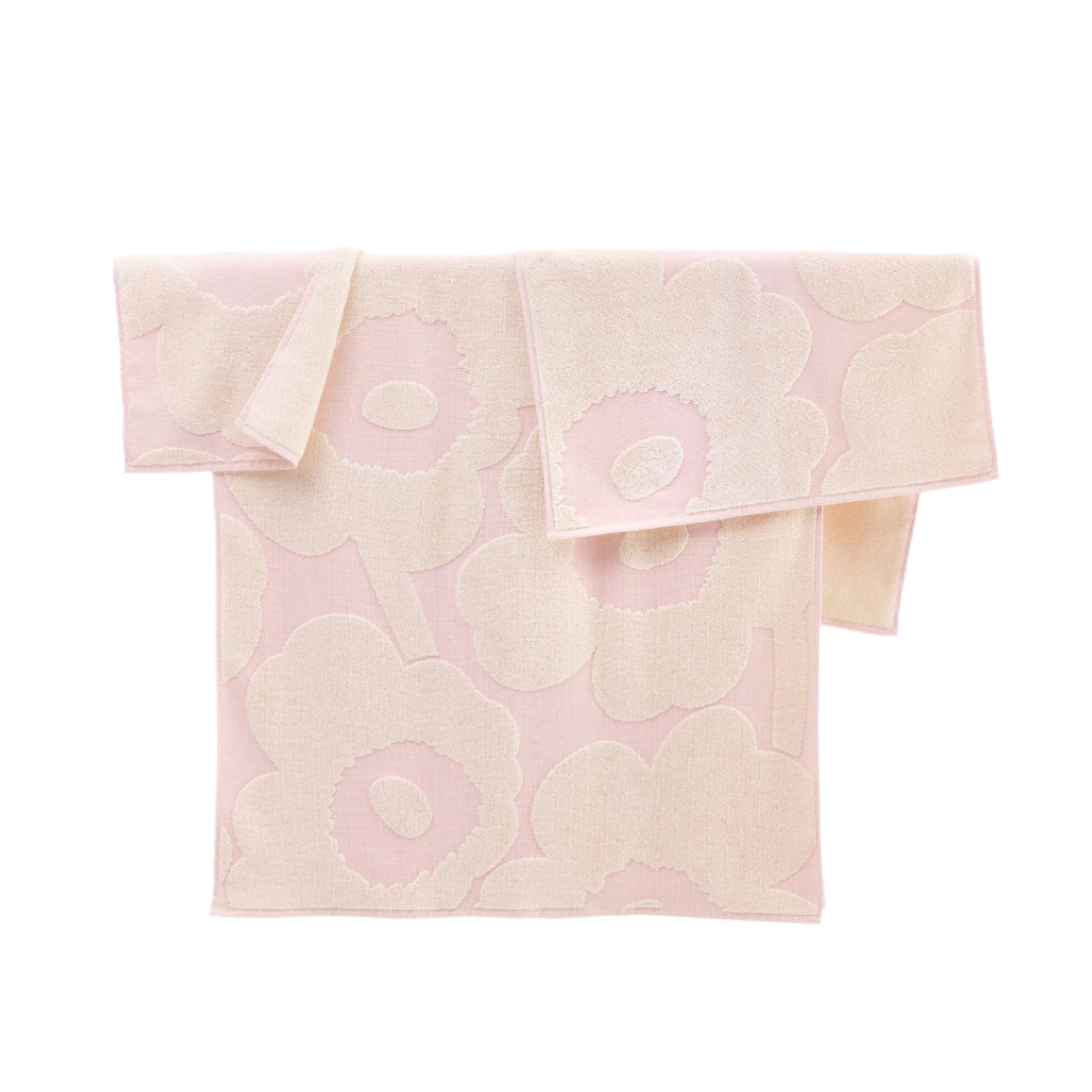 Unikko Bath Towel, Pink + Ivory