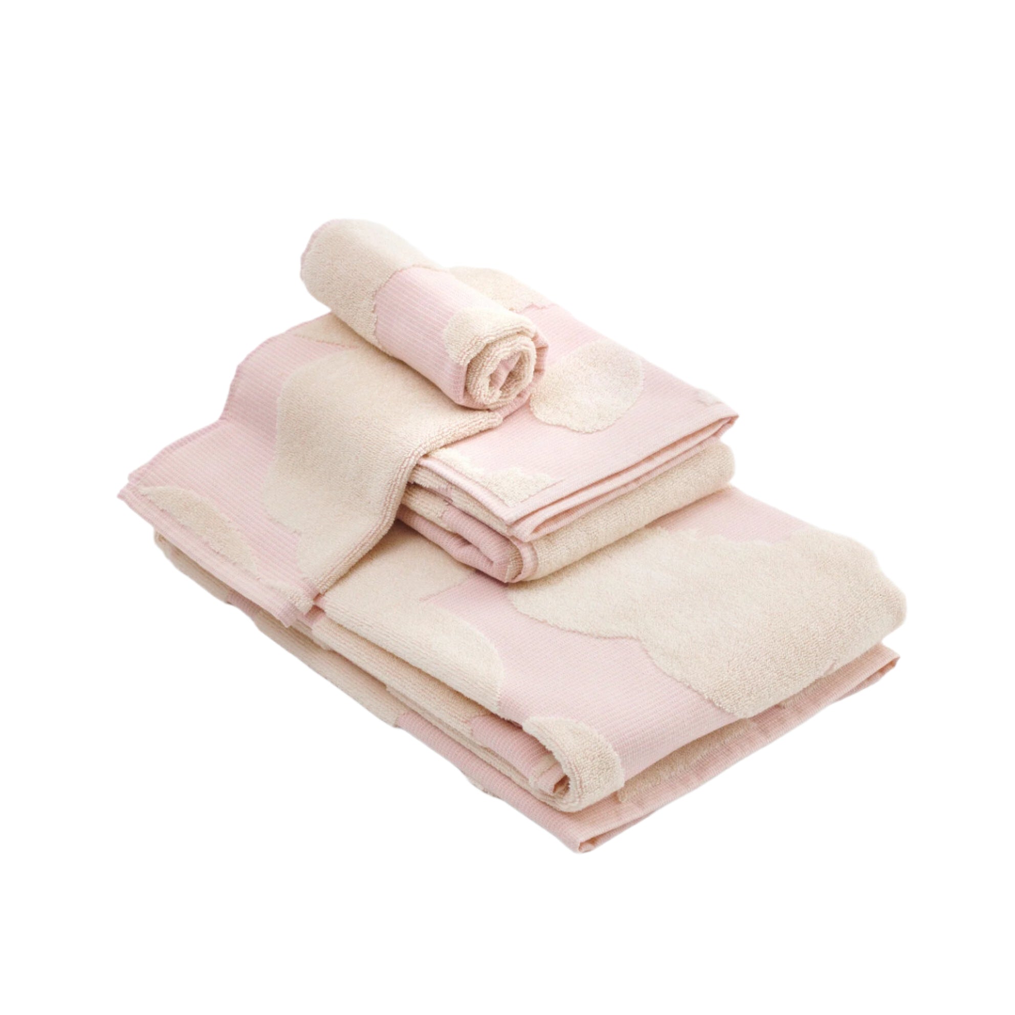 Unikko Bath Towel, Pink + Ivory