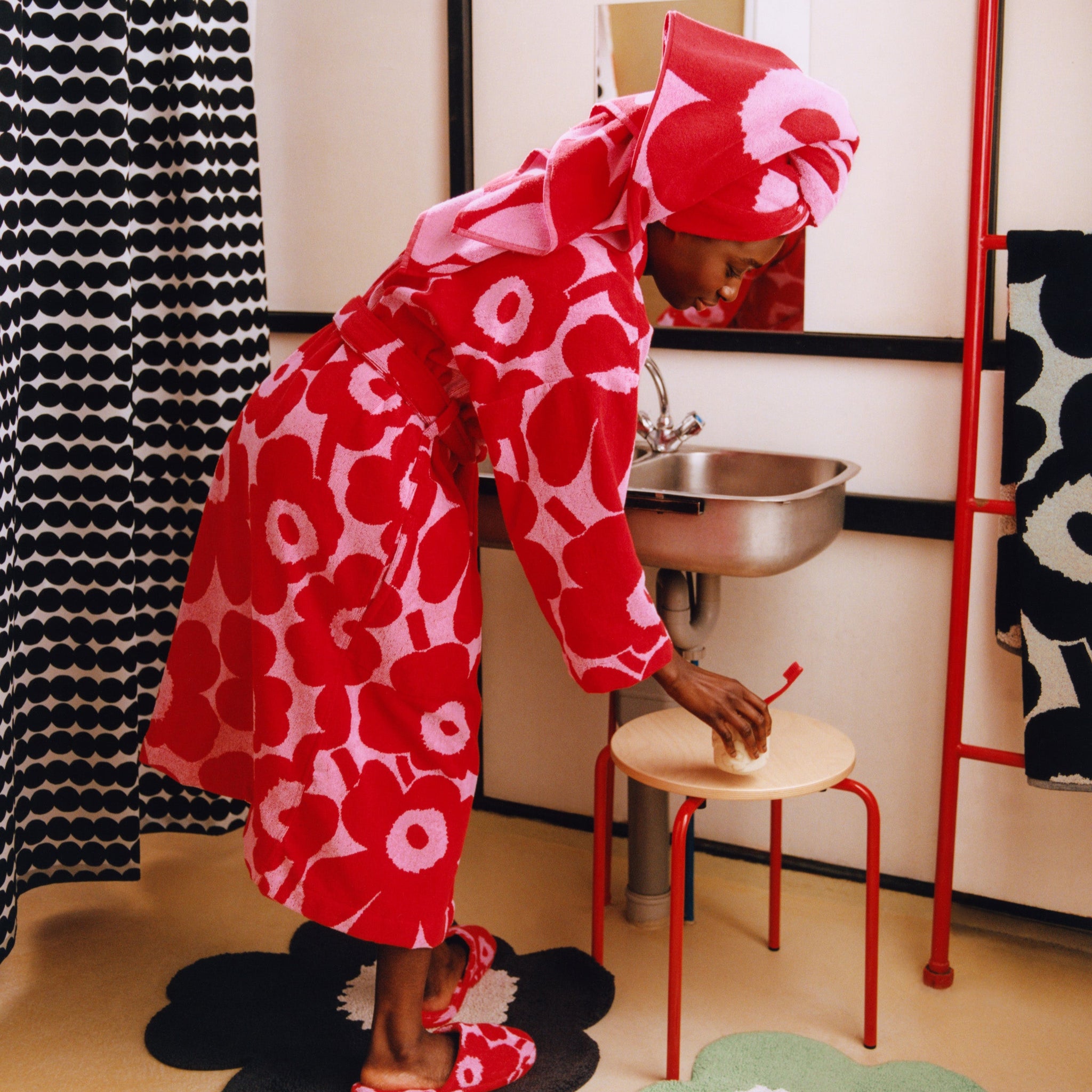 Unikko Bathrobe Red/Pink