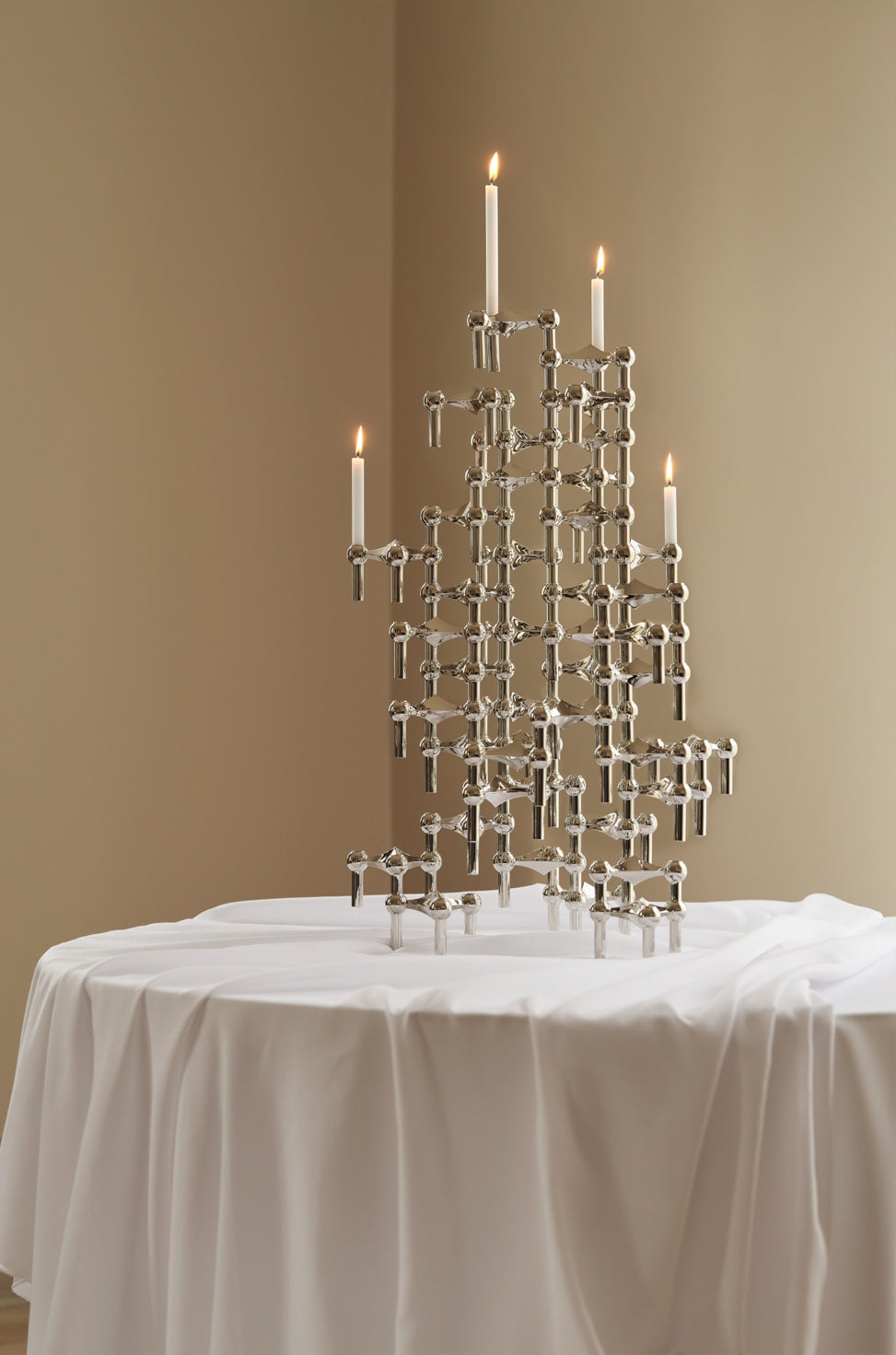 STOFF Nagel Candle Holder, Chrome