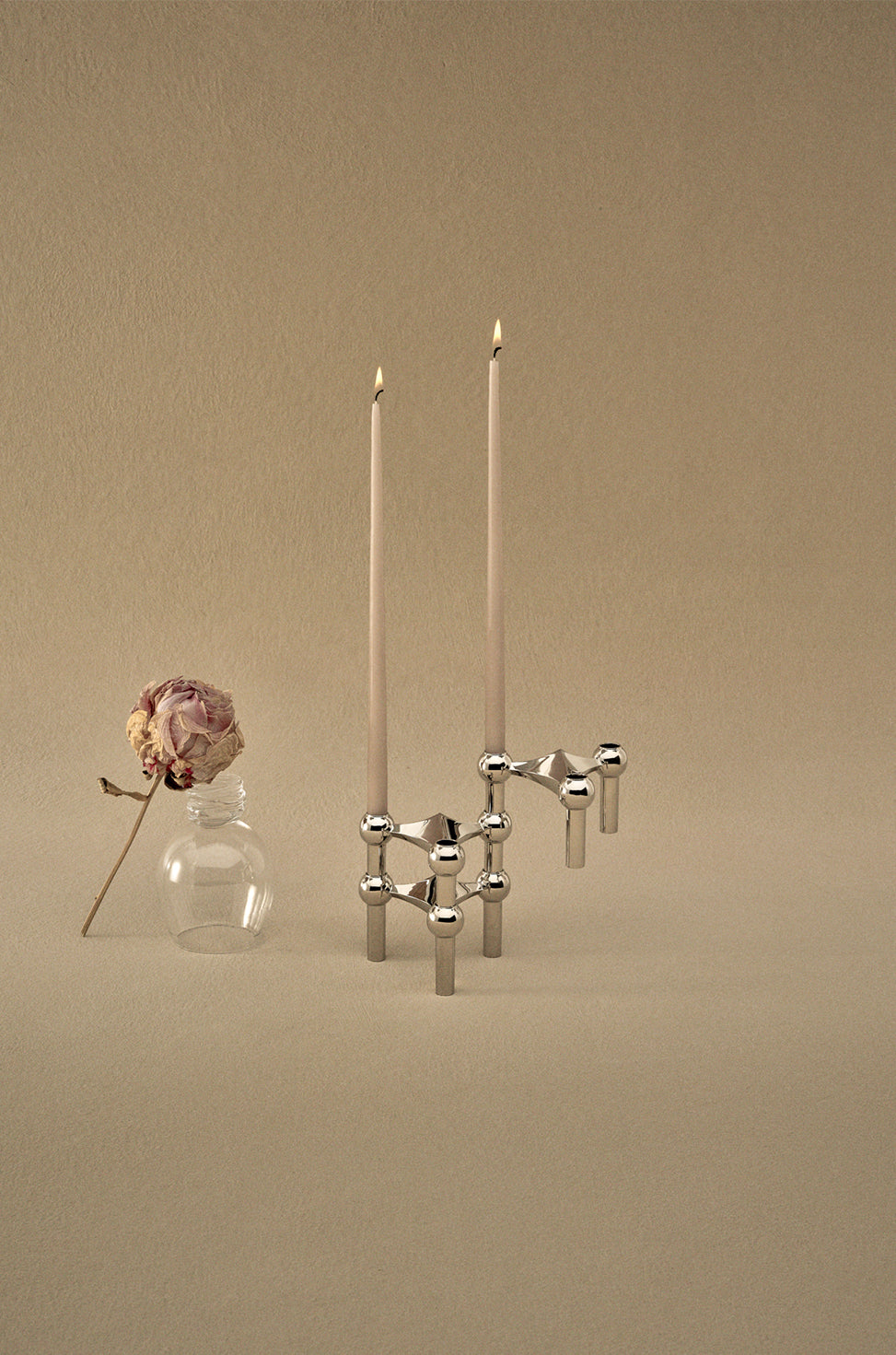 STOFF Nagel Candle Holder, Chrome, Set of 3