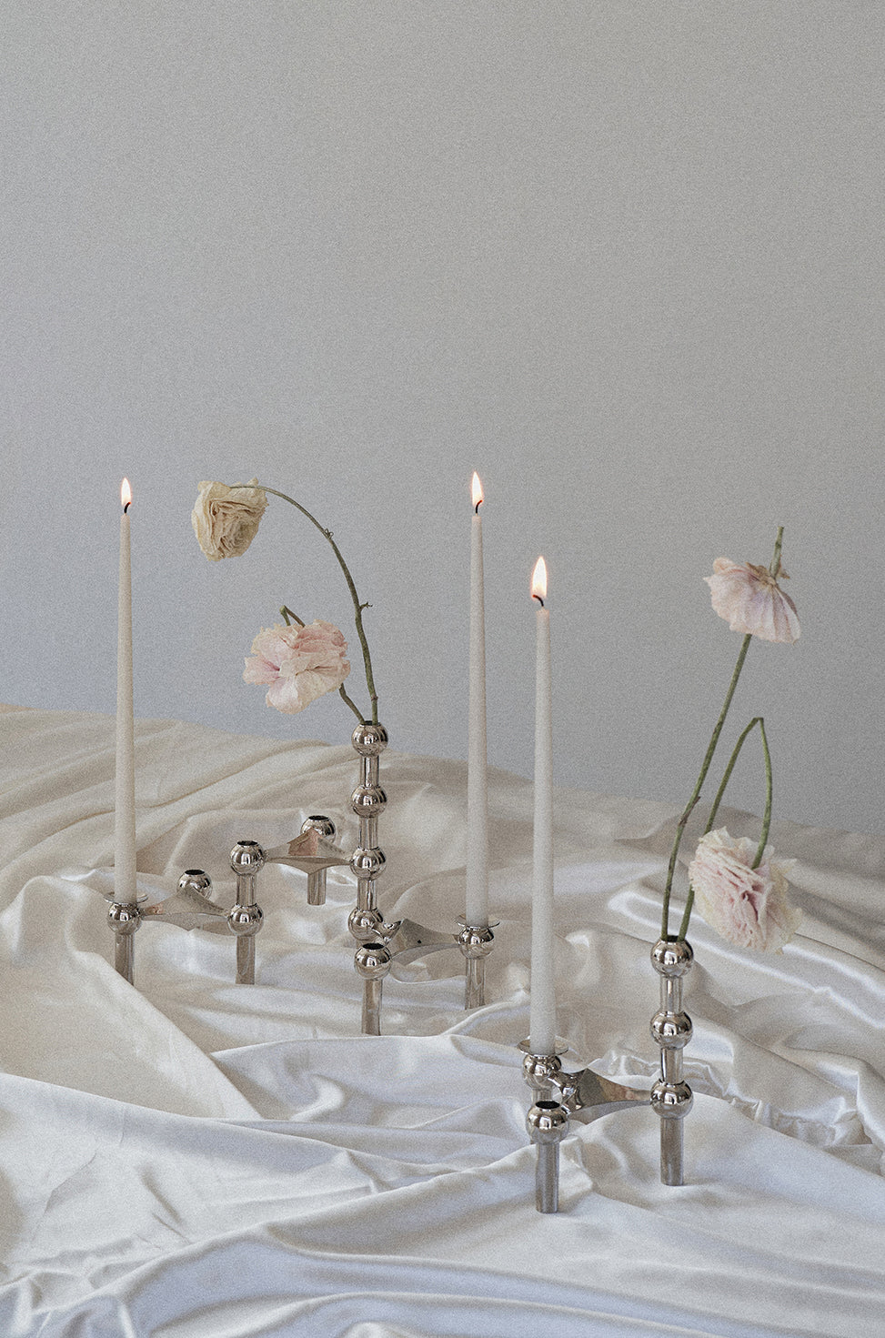 STOFF Nagel Candle Holder, Chrome, Set of 3