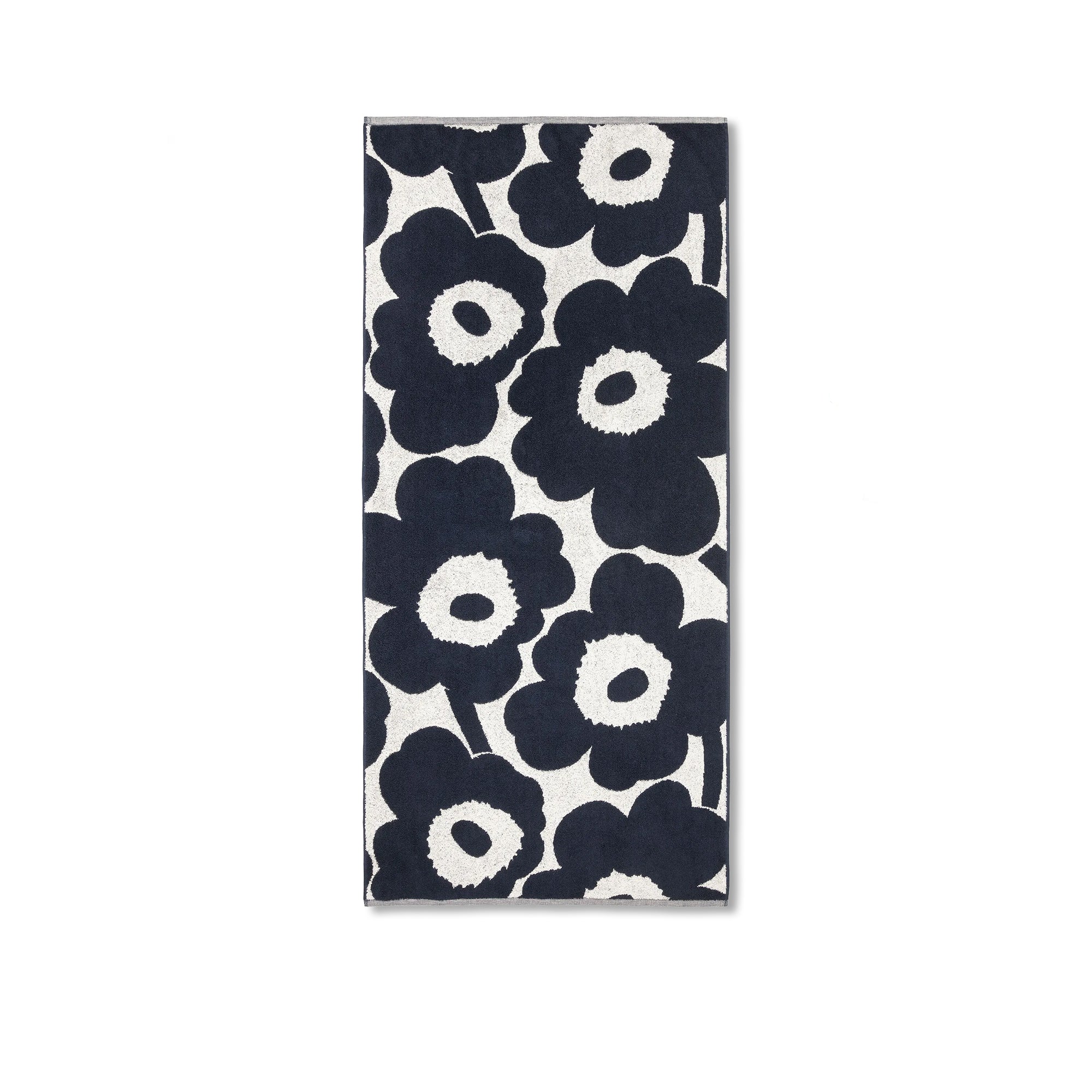 Unikko Bath Towel, Navy + White