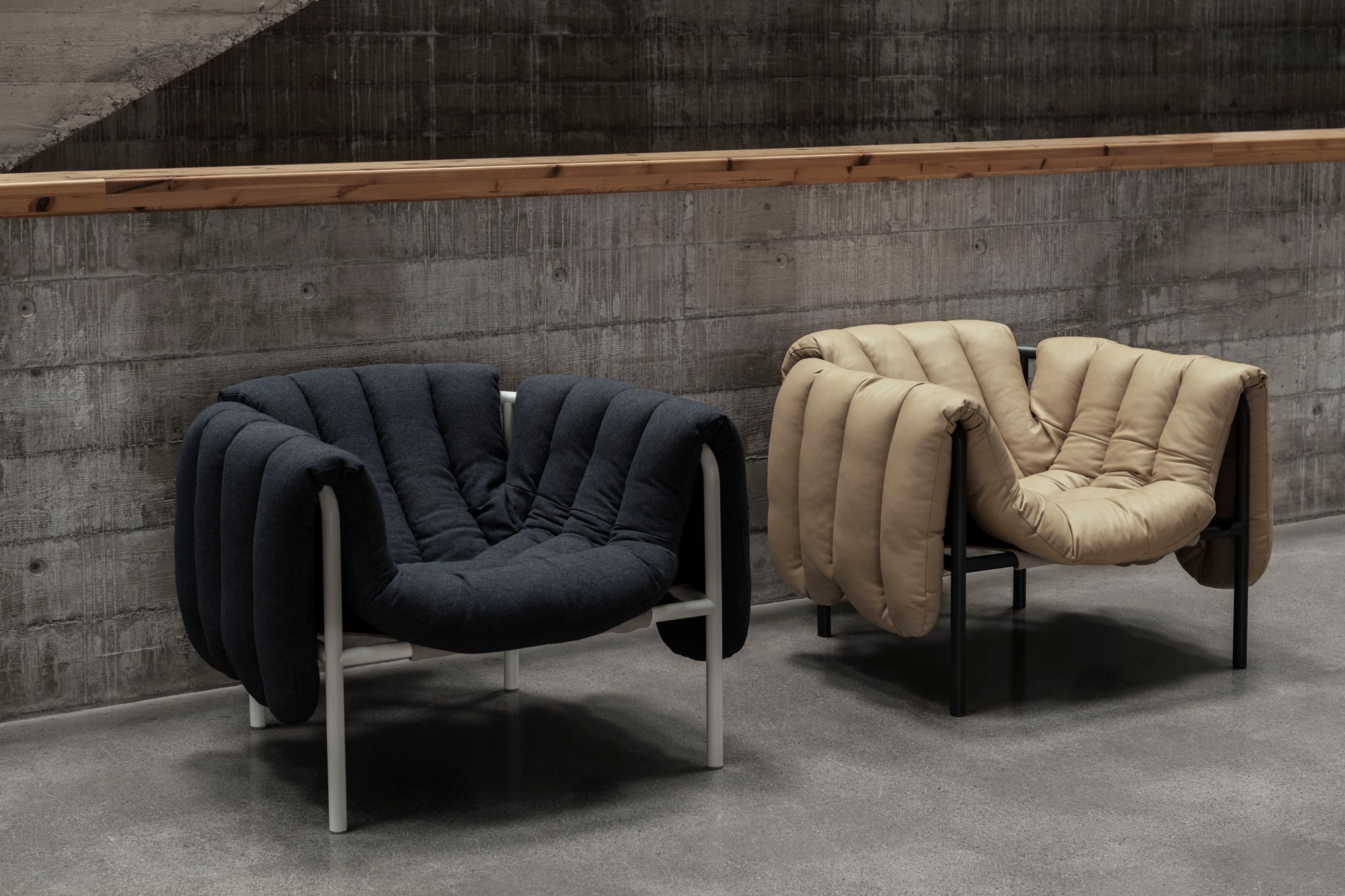 Puffy Lounge Chair, Black Grey