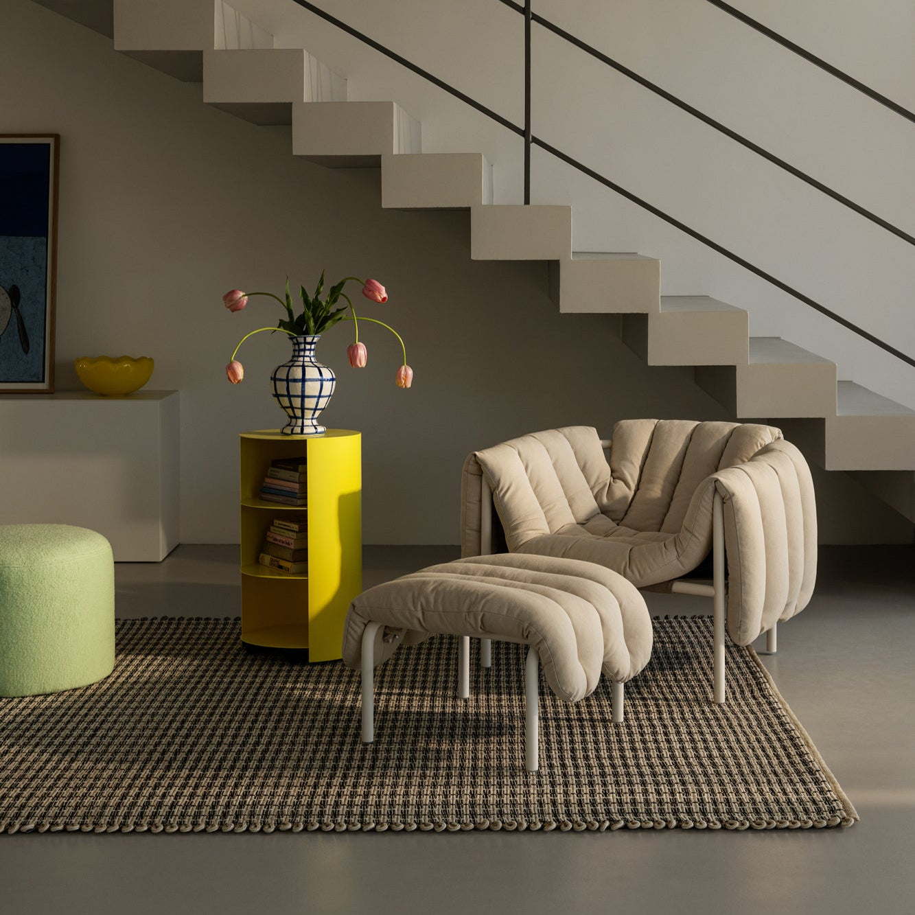 Puffy Ottoman, Black Grey