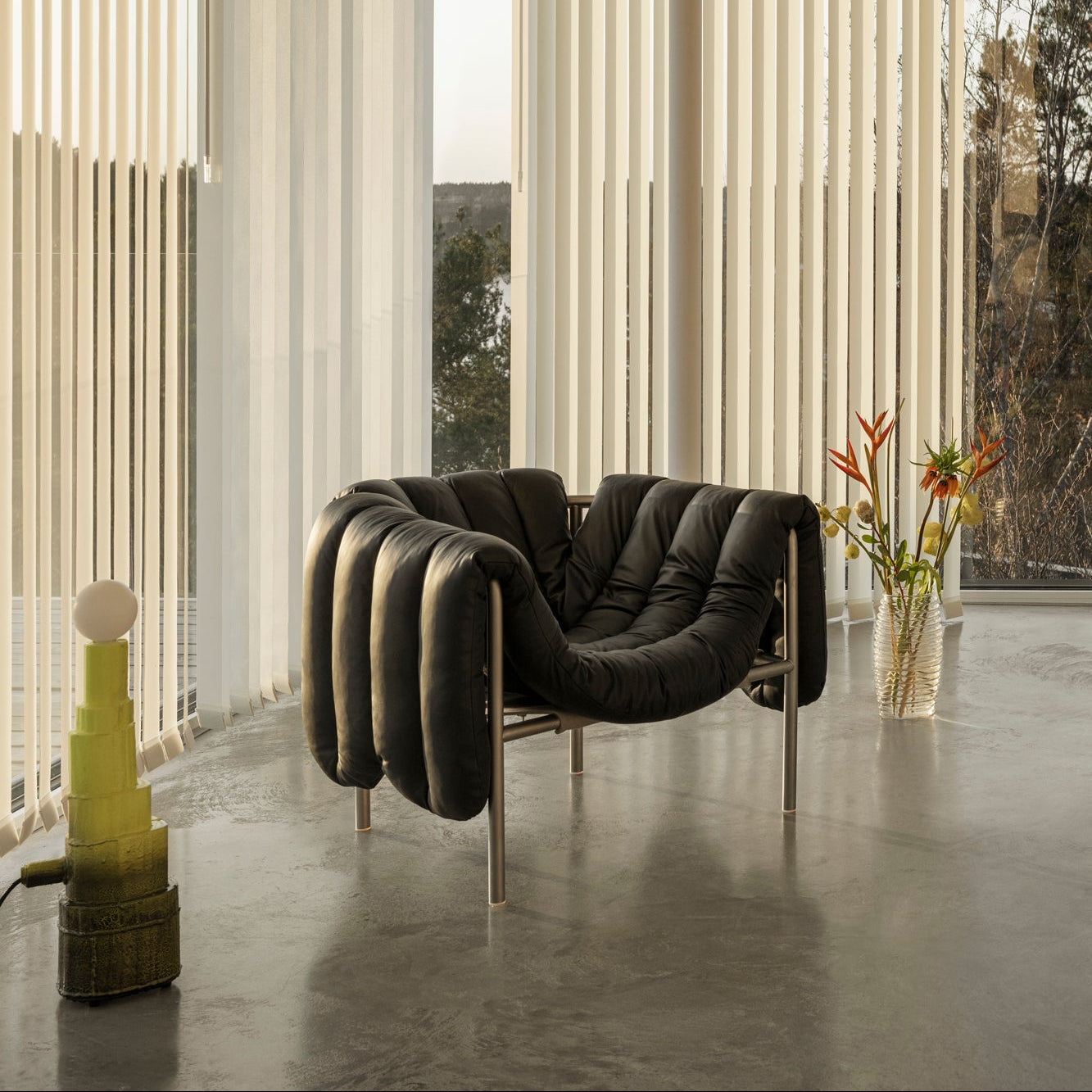 Puffy Lounge Chair, Stainless Steel