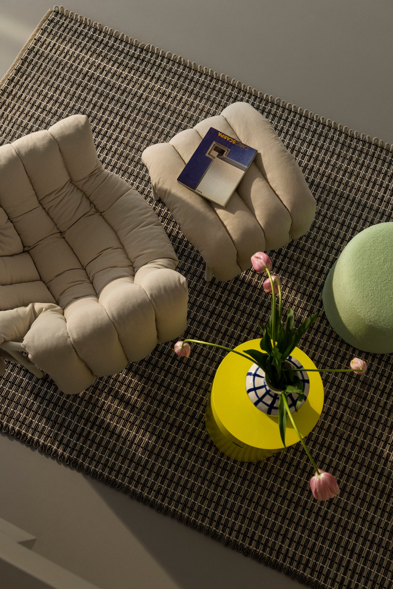 Puffy Ottoman, Black Grey
