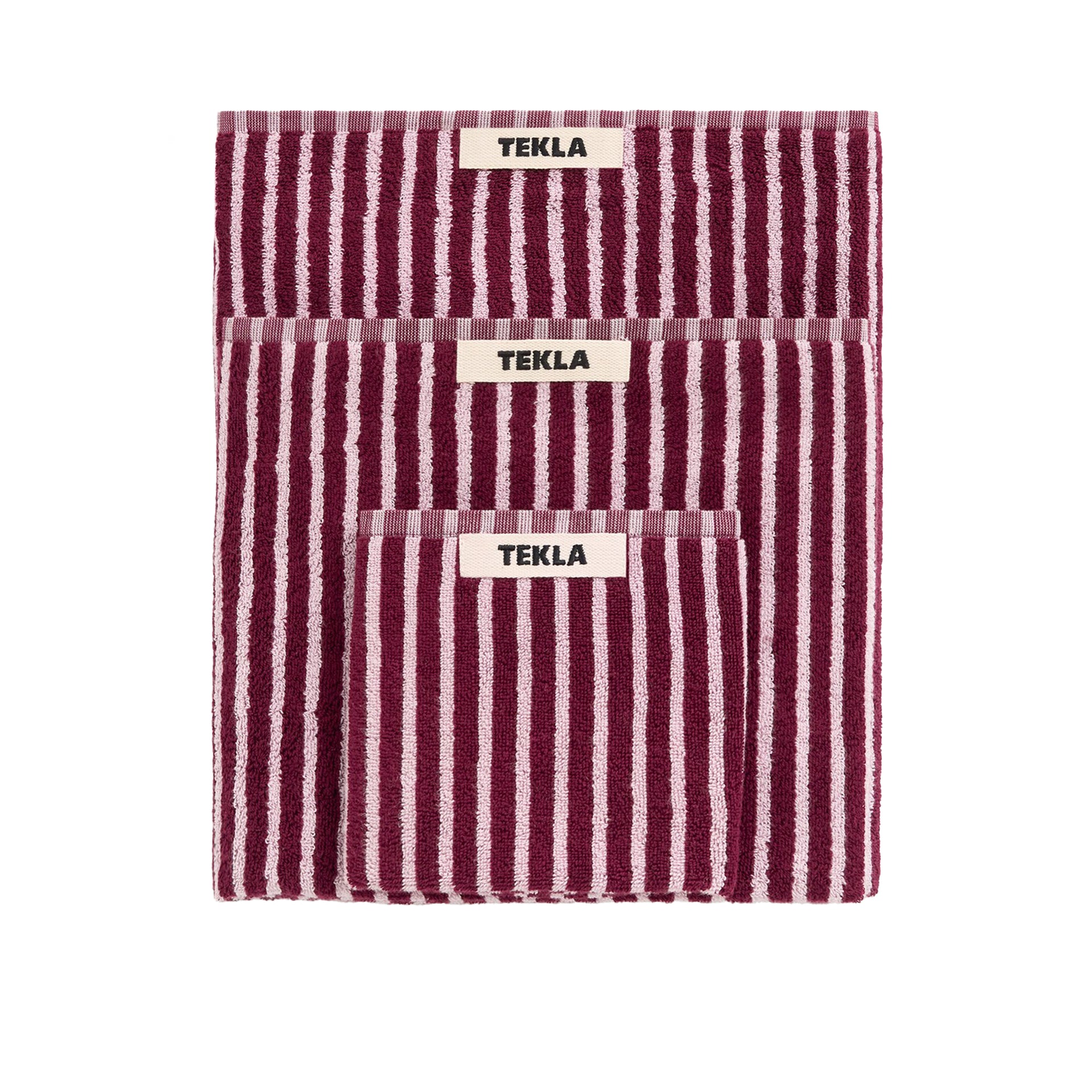 Red and Rose Striped Terry Towel -Bath Towel