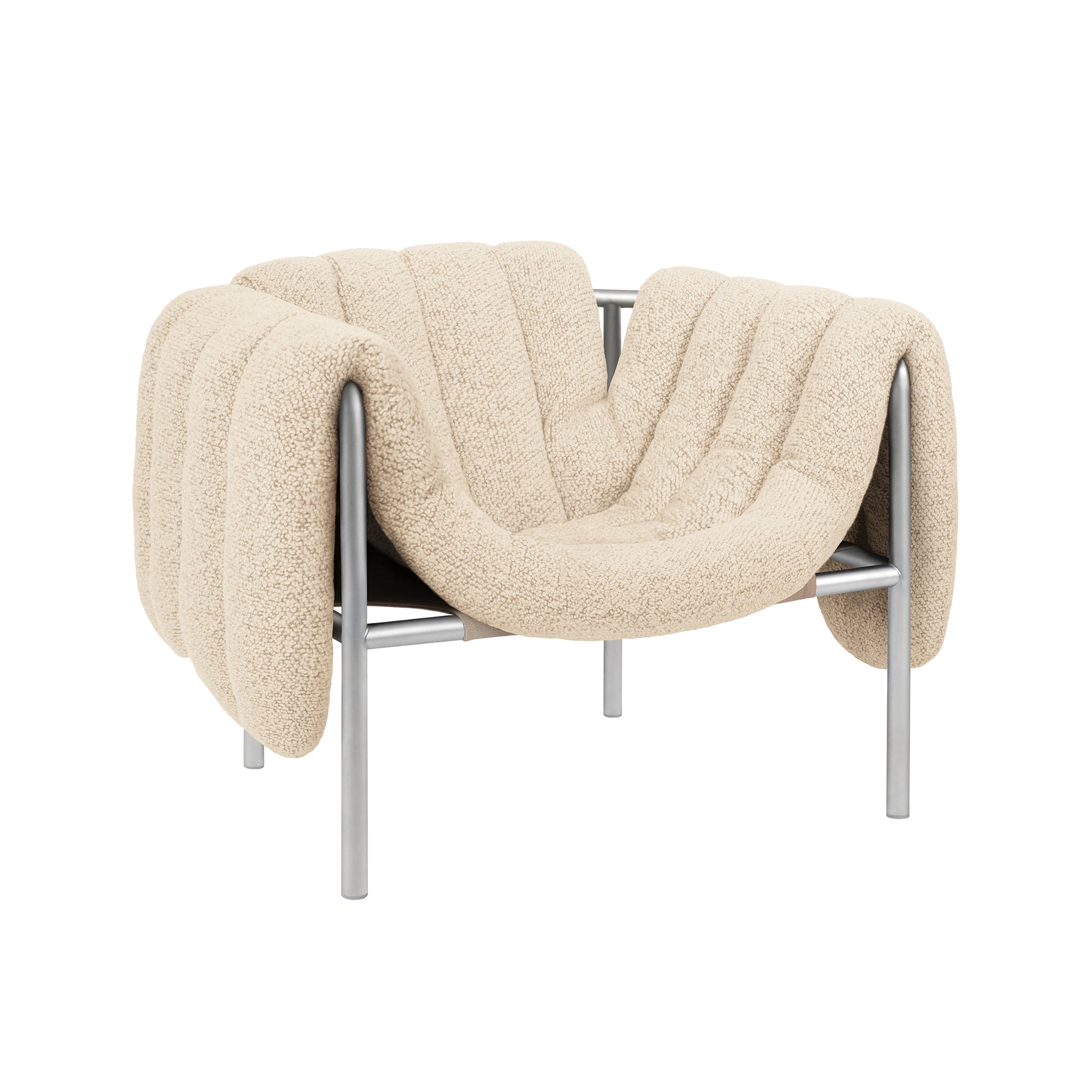 Puffy Lounge Chair, Stainless Steel