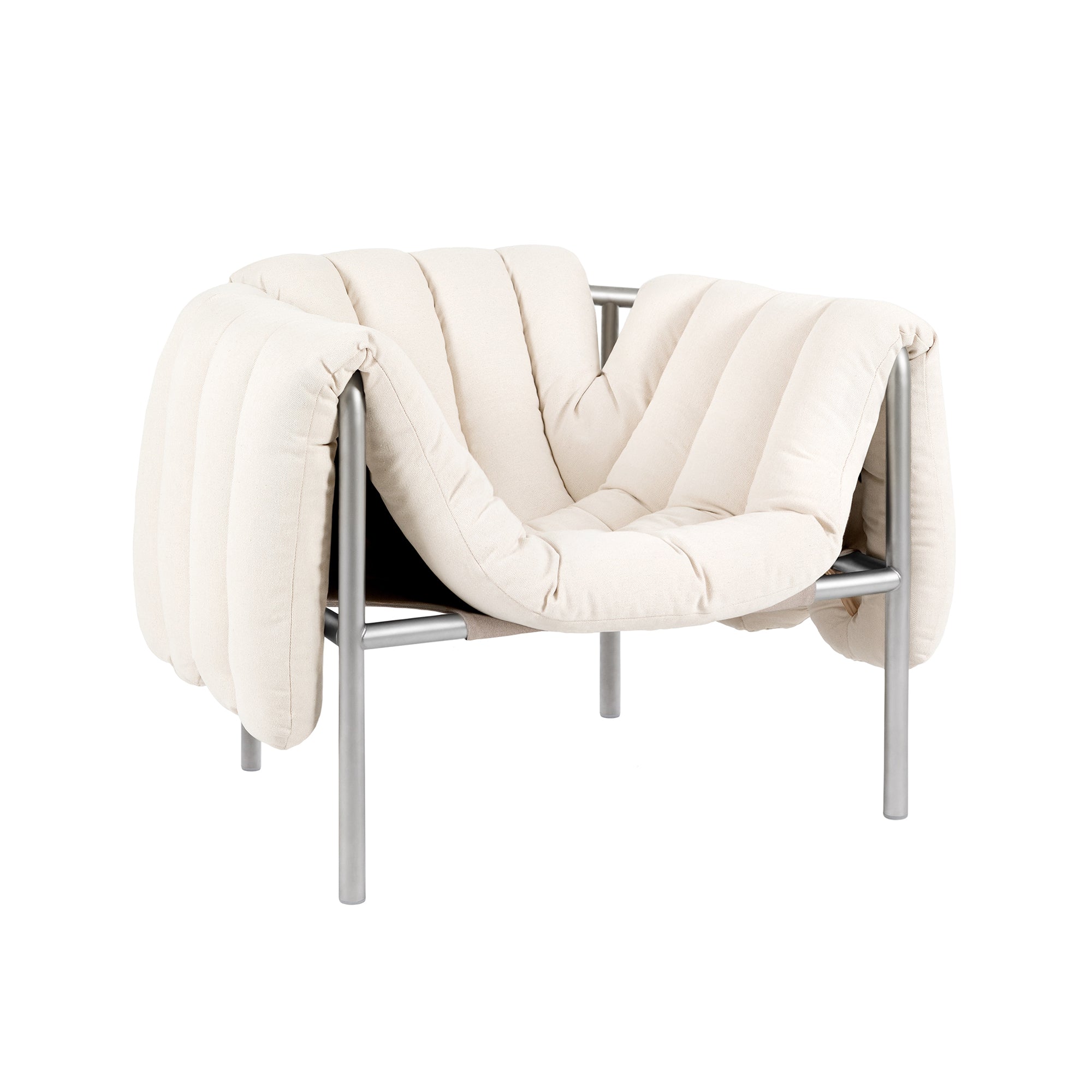 Puffy Lounge Chair, Stainless Steel