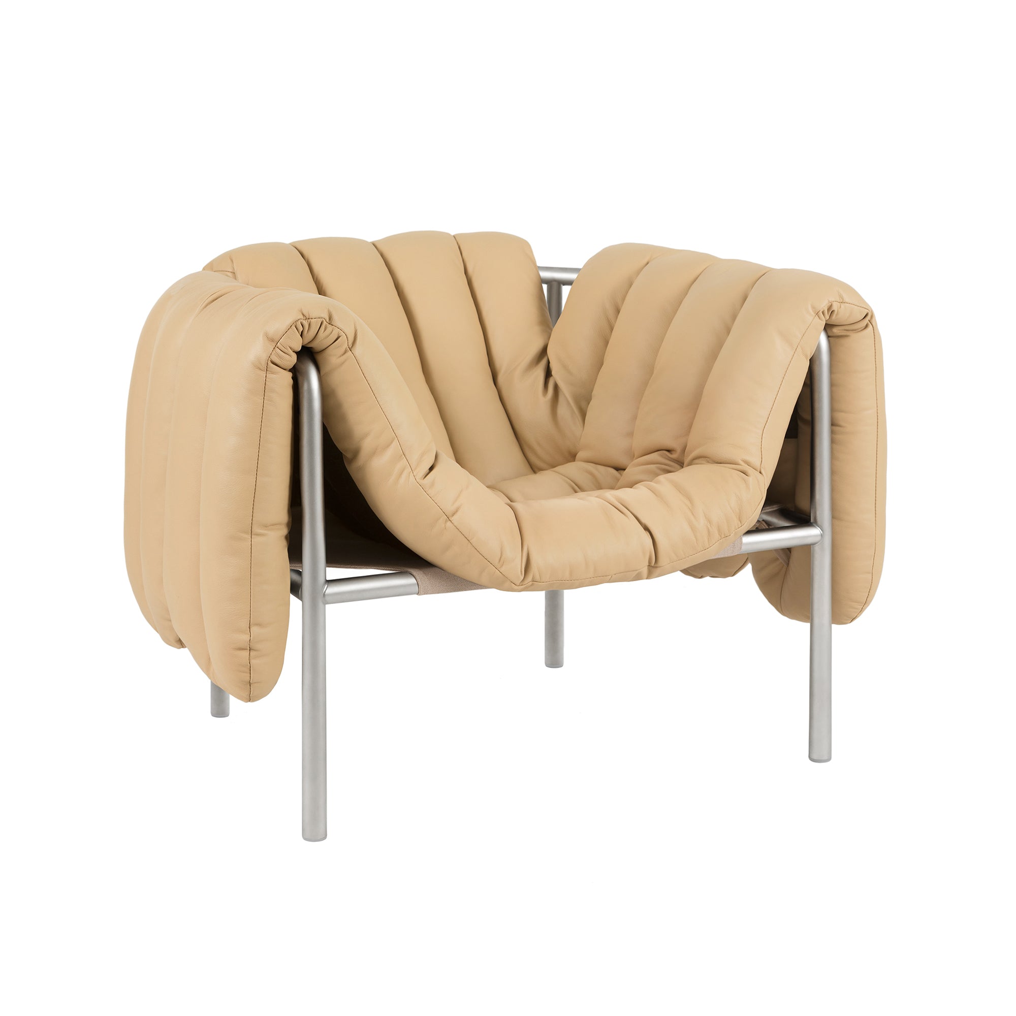 Puffy Lounge Chair, Stainless Steel