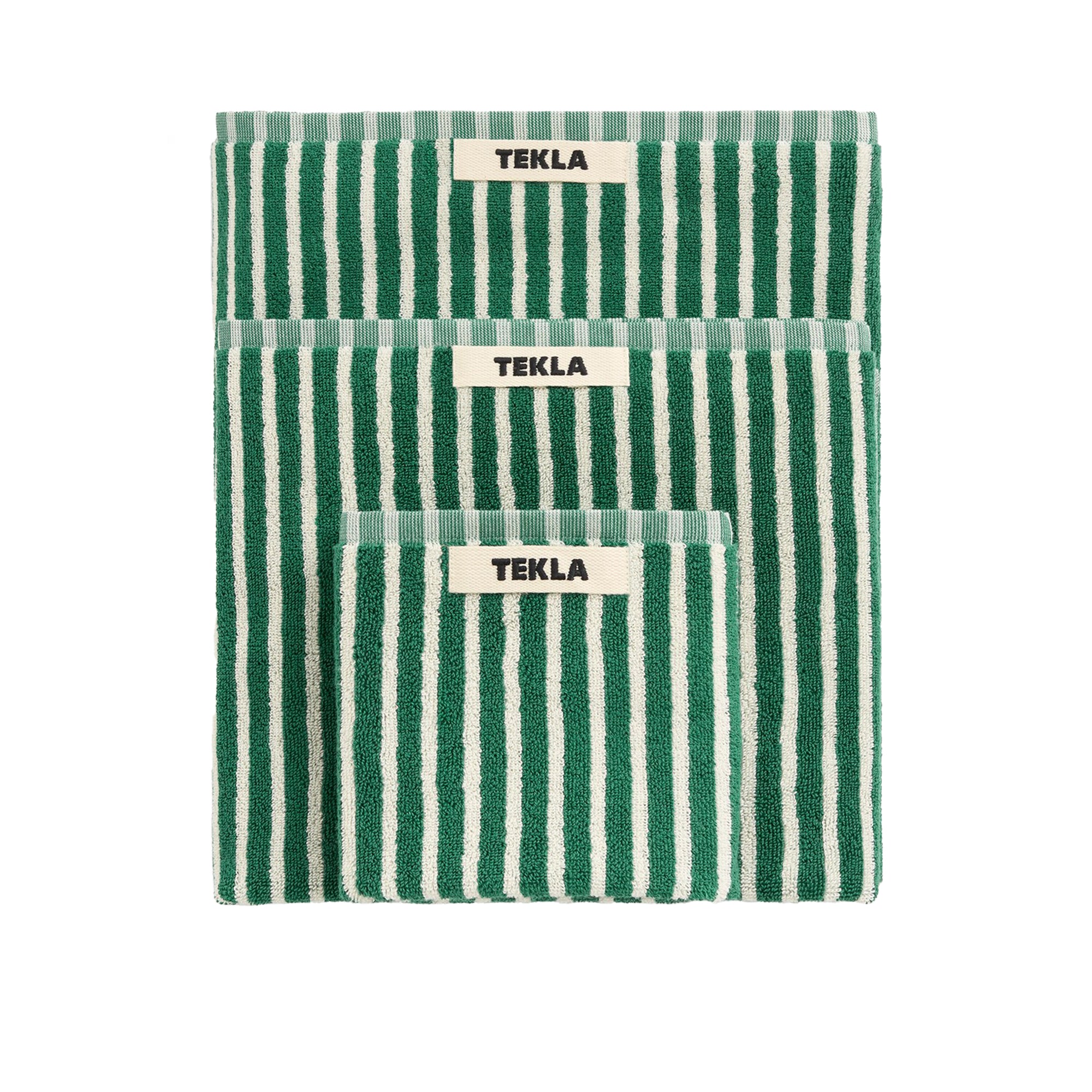 Teal Green Striped Terry Towel