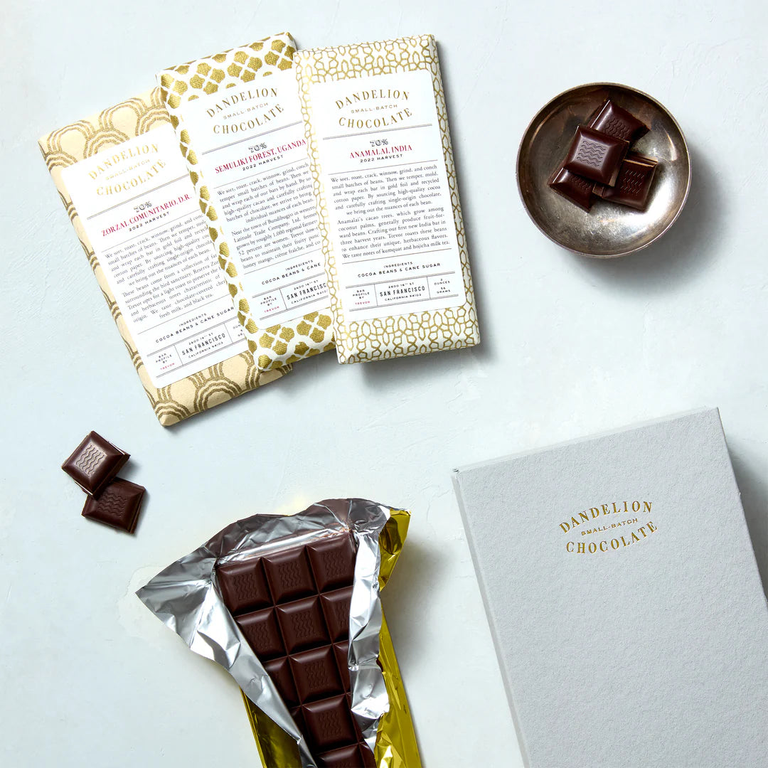 Dandelion 70% Dark Chocolate Wrapped Three-Bar Gift Set