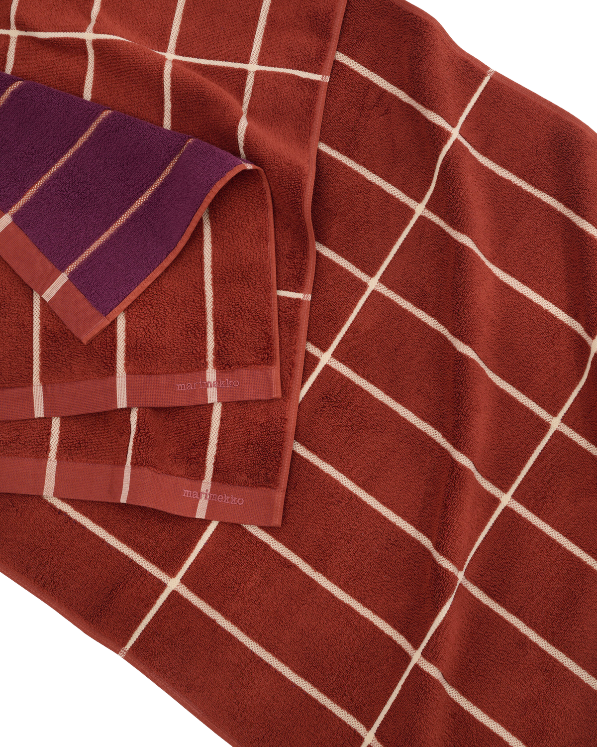Tiiliskivi Two-Sided Towel, Brick + Plum